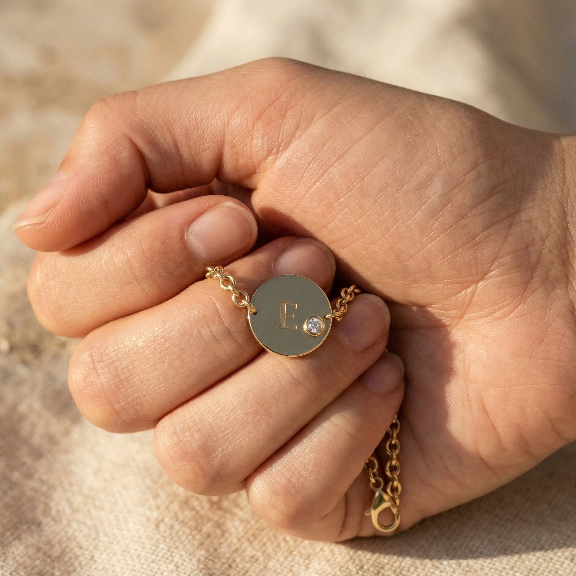 Personalized Alphabet Circle Disc Chain Bracelet, 14k Gold Monogram Initial Bracelet, Dainty Minimalist Jewelry, Wedding Gift for Her