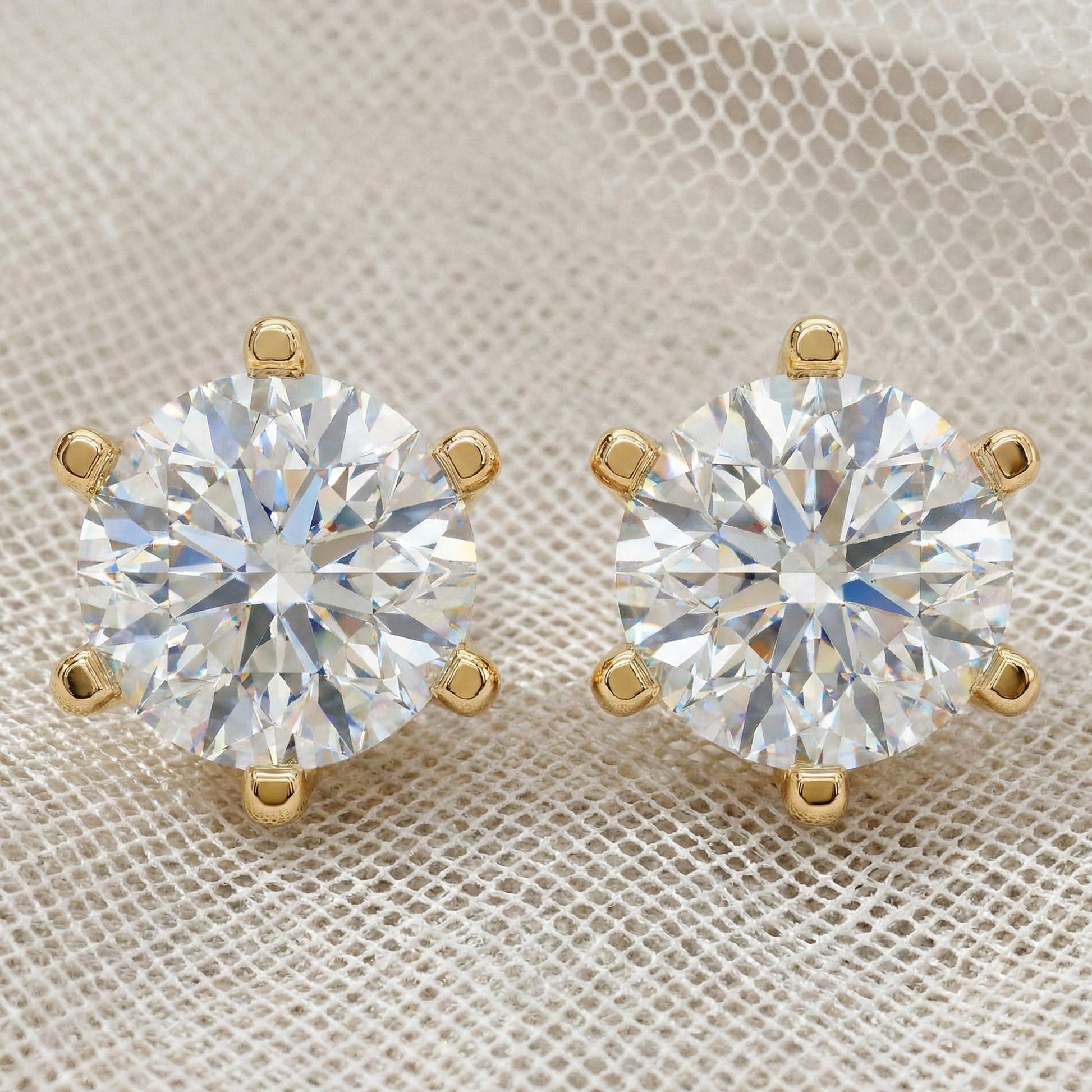 Trending 2 Carat Lab Diamond Solitaire Earrings in 14K Gold | Brilliant Round Cut Bridal Jewelry