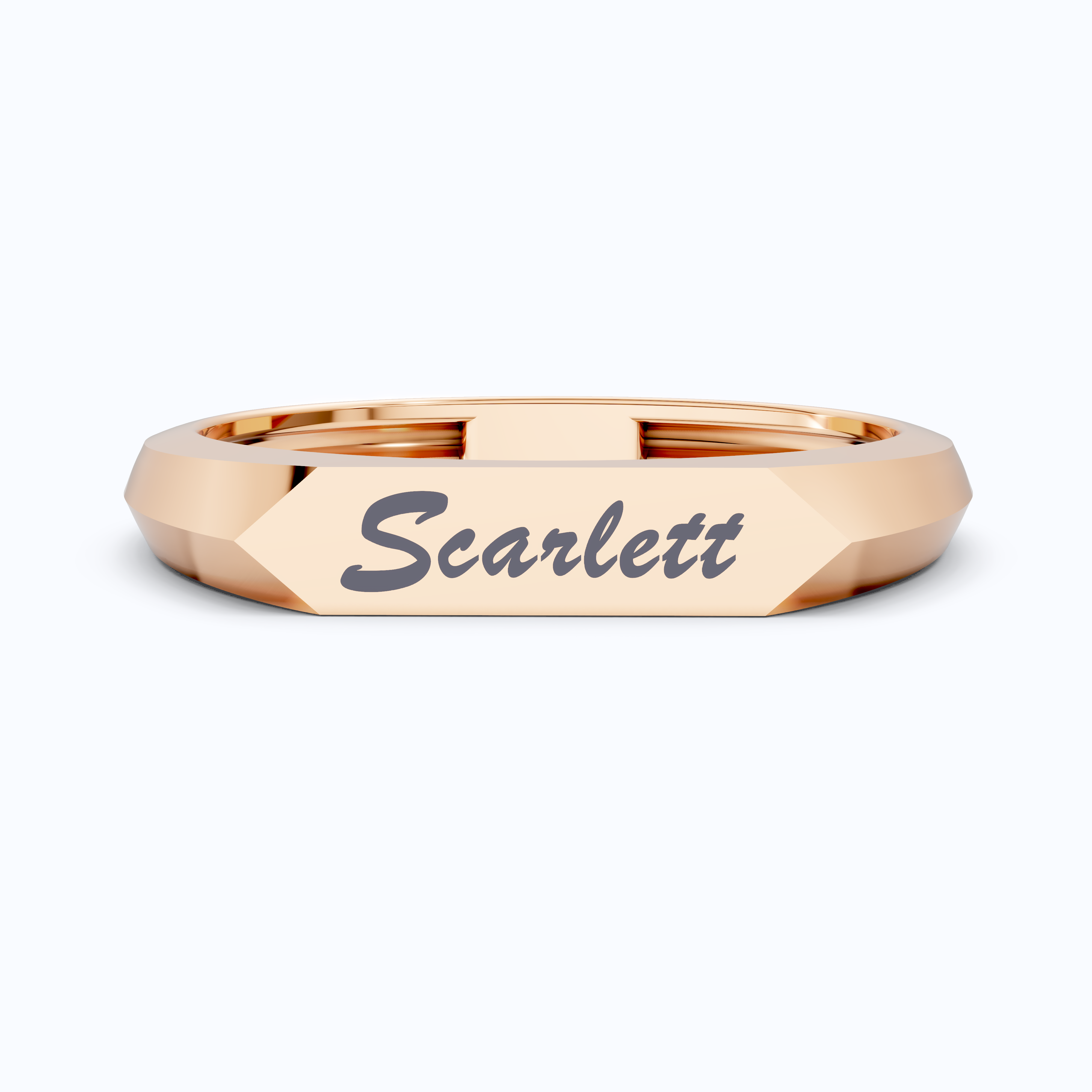 Personalized Knife Edge Name Engraved Wedding Band in 14k Solid Gold, Birthday Gift for Her, Modern Customized Band, Minimal Engraved Ring