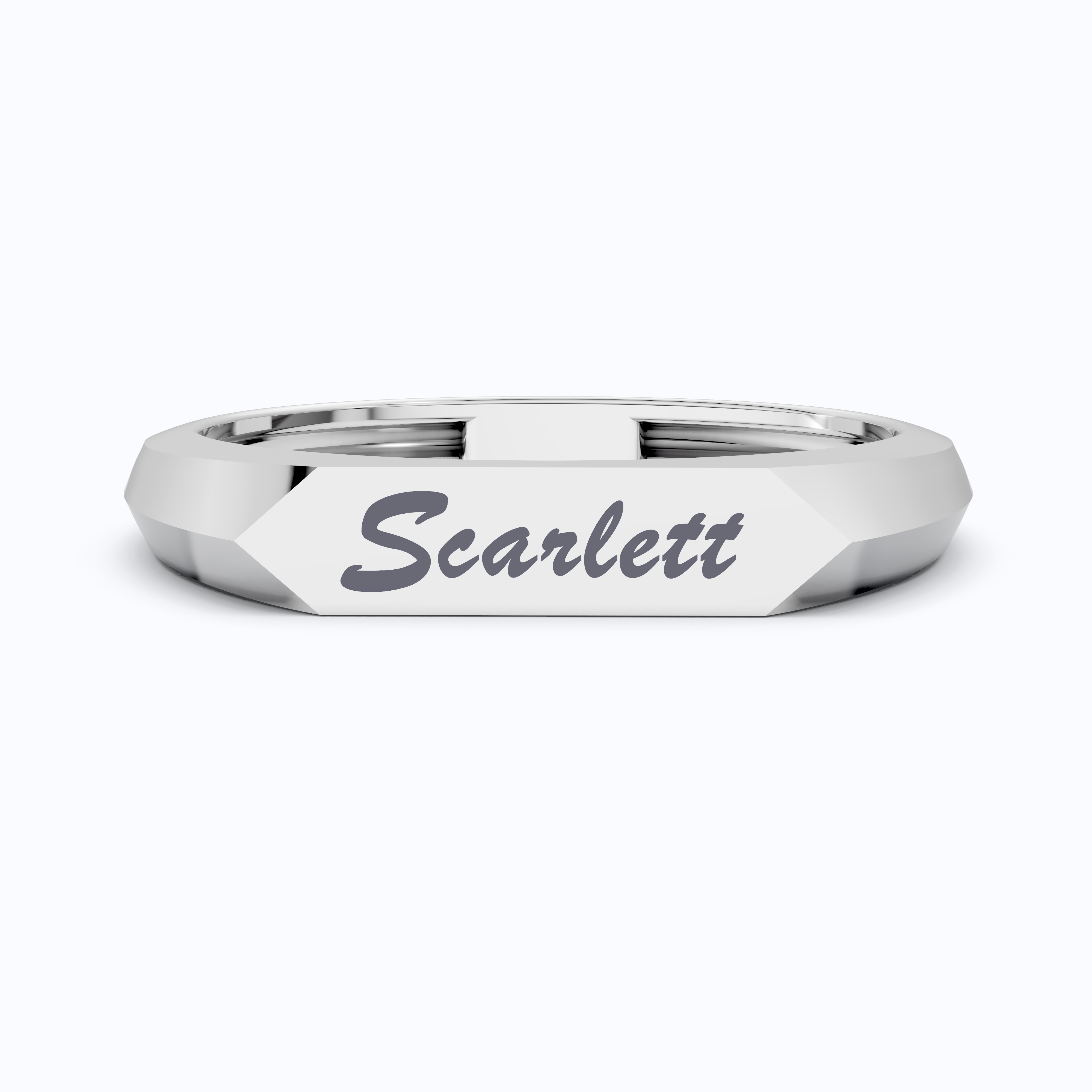 Personalized Knife Edge Name Engraved Wedding Band in 14k Solid Gold, Birthday Gift for Her, Modern Customized Band, Minimal Engraved Ring