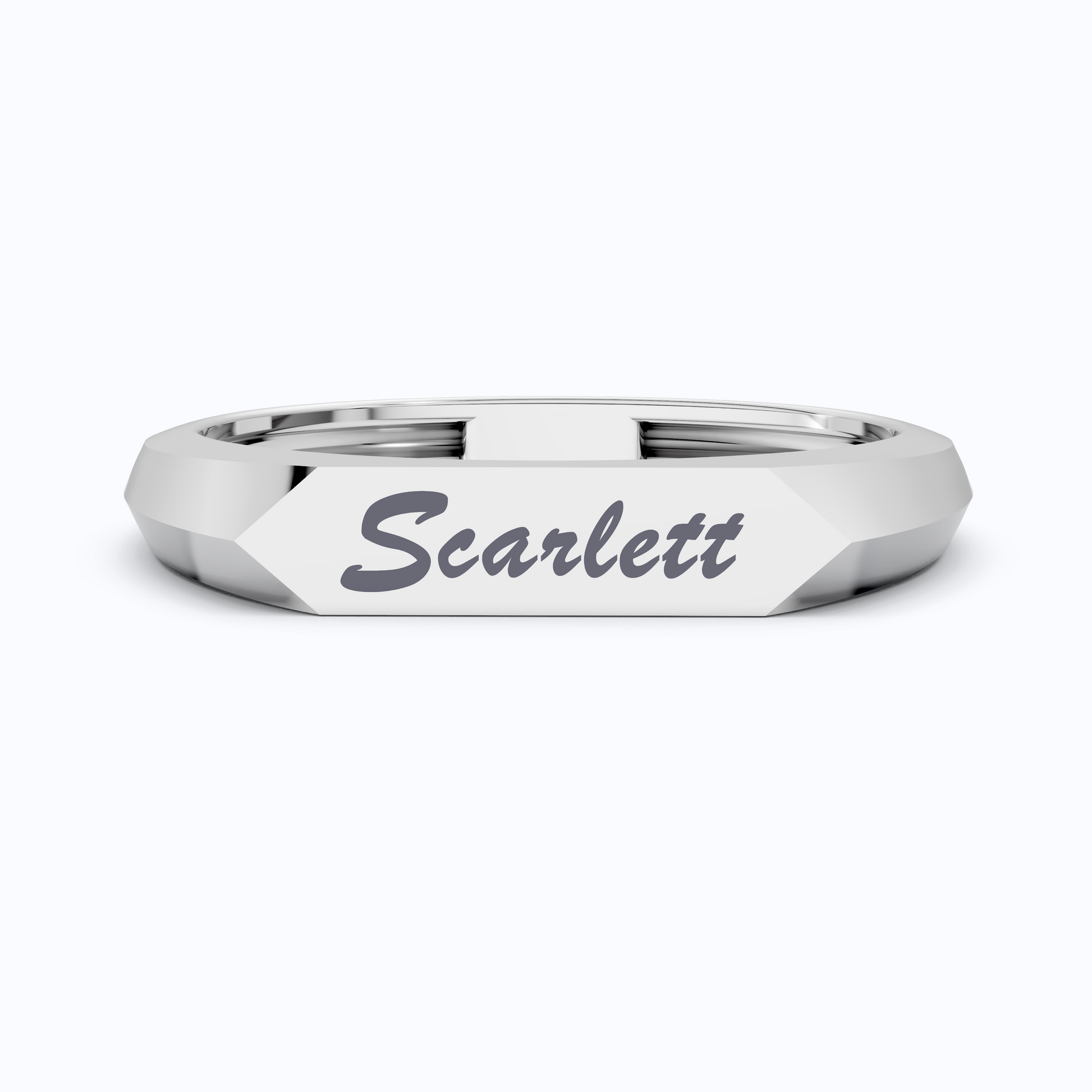 Personalized Knife Edge Name Engraved Wedding Band in 14k Solid Gold, Birthday Gift for Her, Modern Customized Band, Minimal Engraved Ring