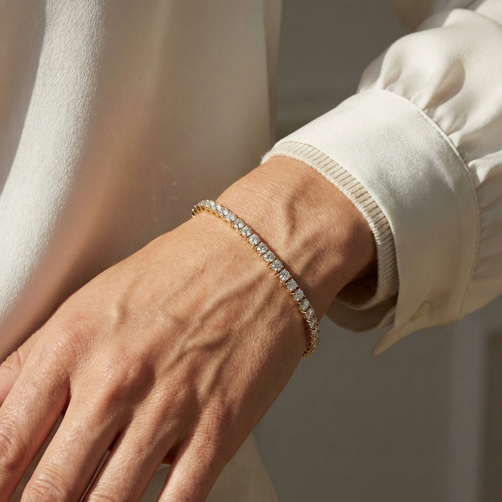8.00 CTW Lab Created Diamond Tennis Bracelet, 14K Solid Gold Handmade Eternity Bracelet, Luxury Fine Jewelry, Bridal Wedding Bracelet Women