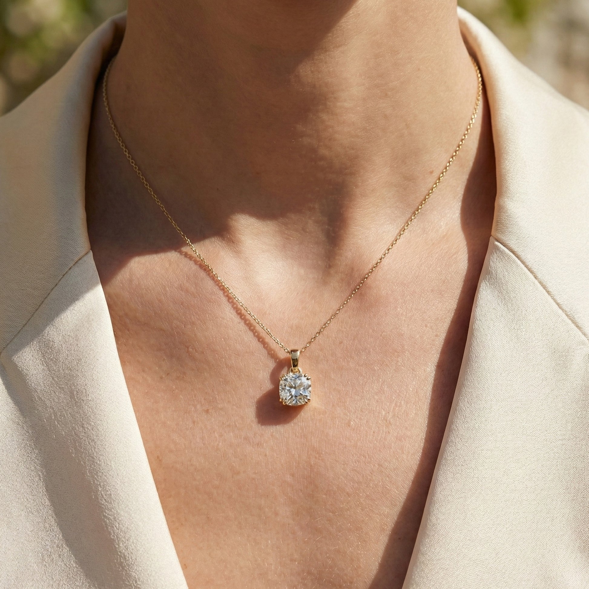 Solitaire Double Prong Wedding Pendant in 14k Solid Gold, 1.50 CT Cushion Cut Lab Diamond, Dainty Pendant, Birthday Gift for Her, Bridal Jewelry