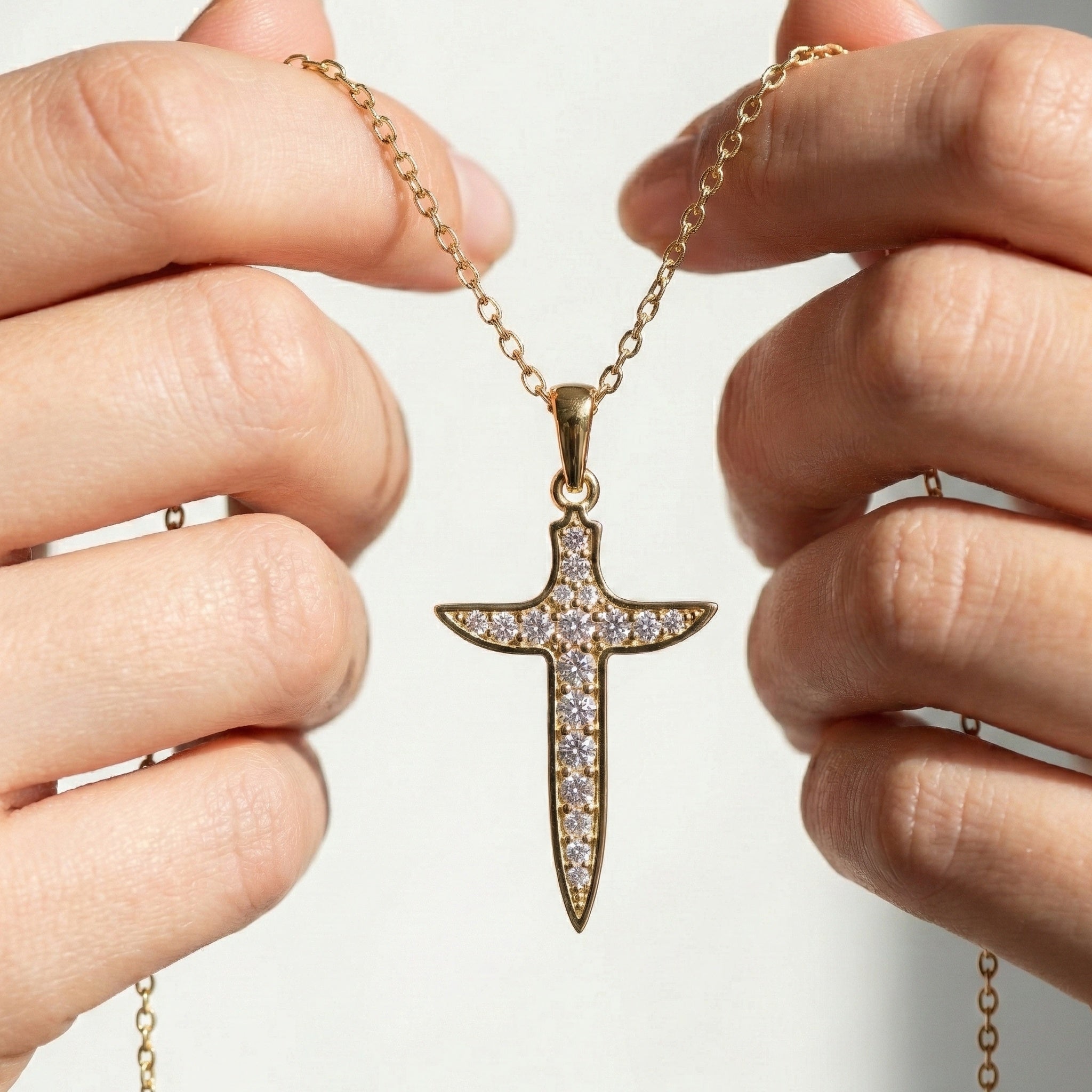 Artistic Arrow Cross Pendant in 14k Solid Gold, 0.47 TCW Round Cut Lab Diamonds, Holiday Gift Jewelry, Gift For Her