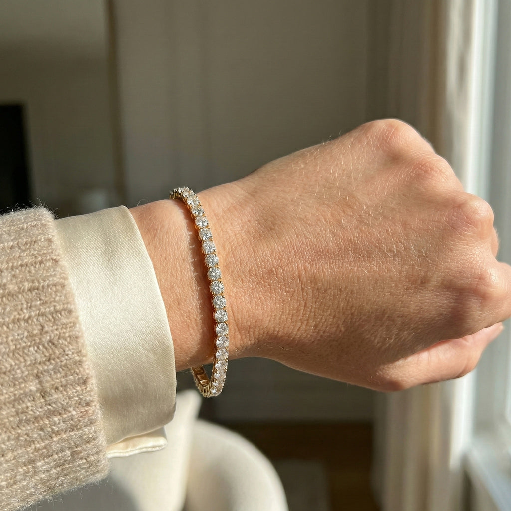 8.00 CTW Lab Created Diamond Tennis Bracelet, 14K Solid Gold Handmade Eternity Bracelet, Luxury Fine Jewelry, Bridal Wedding Bracelet Women
