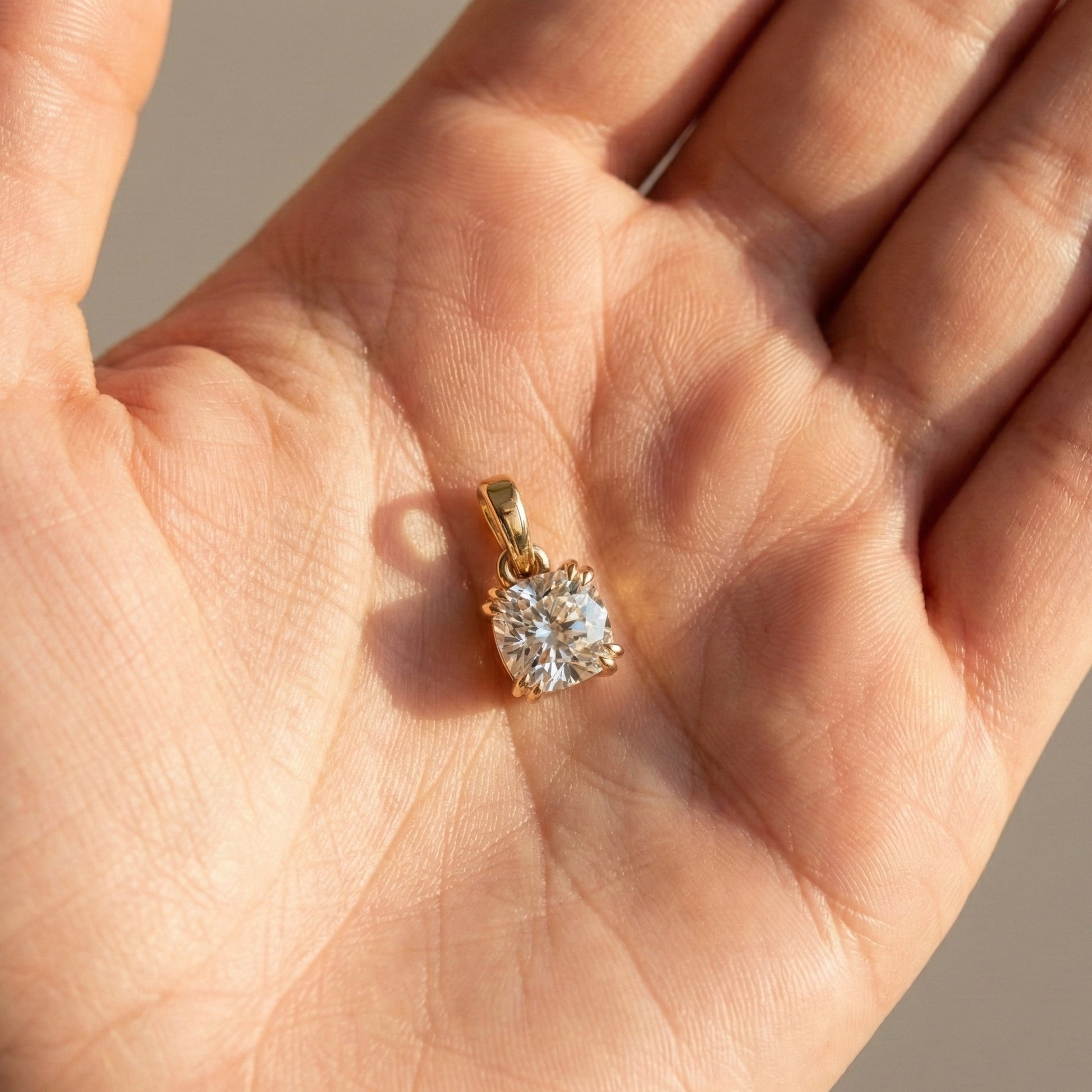 Solitaire Double Prong Wedding Pendant in 14k Solid Gold, 1.50 CT Cushion Cut Lab Diamond, Dainty Pendant, Birthday Gift for Her, Bridal Jewelry