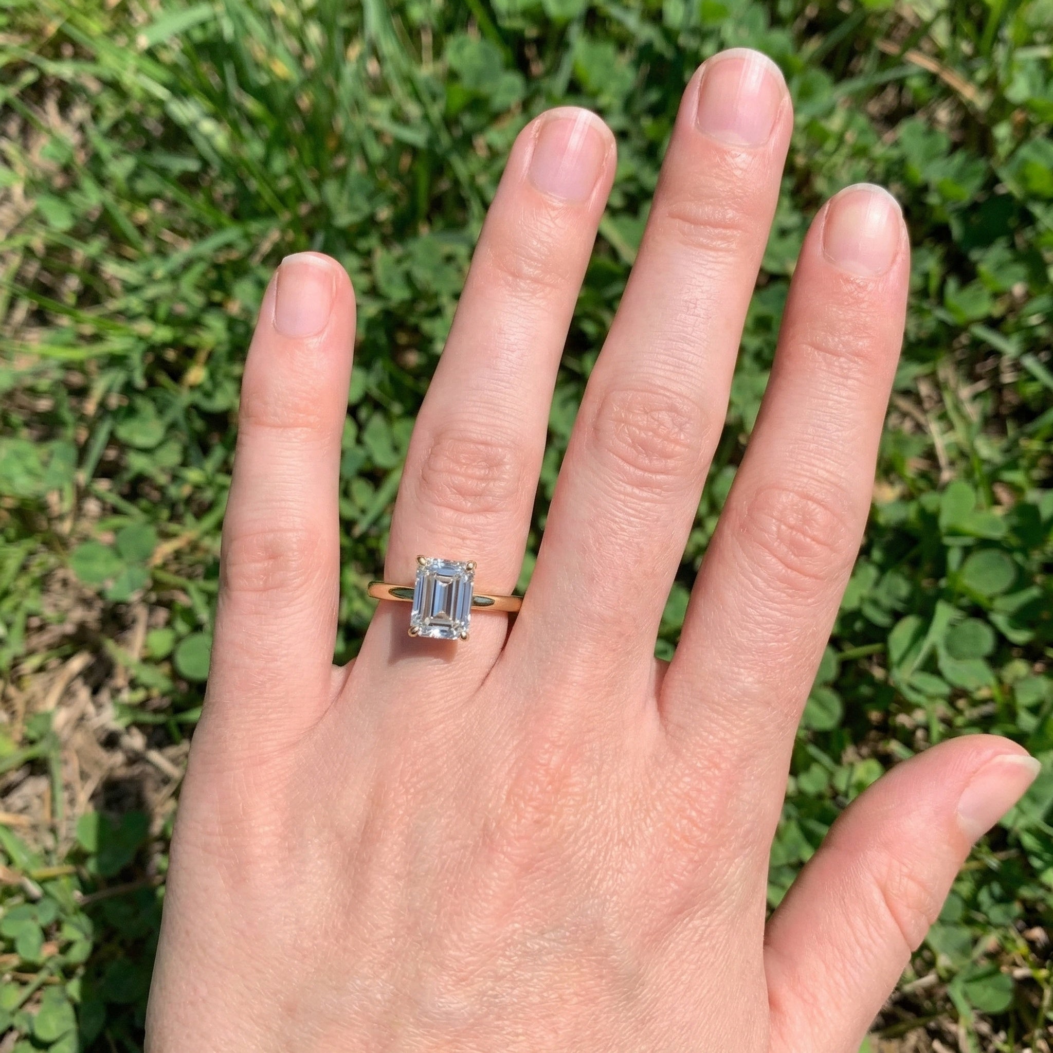 Emerald Cut Solitaire Classic Prong Set Engagement Ring in 14k Solid Gold, 1.00 CT Emerald Cut Lab Grown Diamond, Wedding Gift for Women