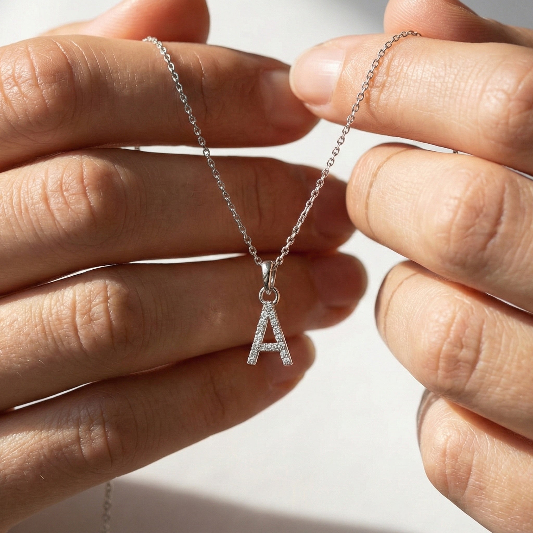 Classic Micro Pavé Initial A Alphabet Pendant in Lab Diamond – 14K Solid Gold, Promotion Gift for Her, Everyday Pendant