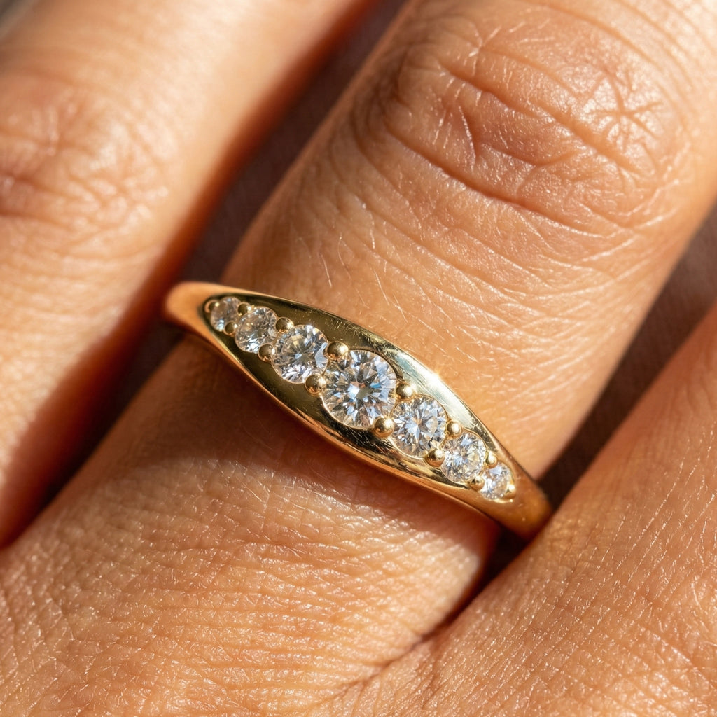 Tapered Round Cut Lab Diamond Engagement Band in Solid 10k/14k Gold, Wedding Gift for Wife, Handmade Simple Band Jewelry