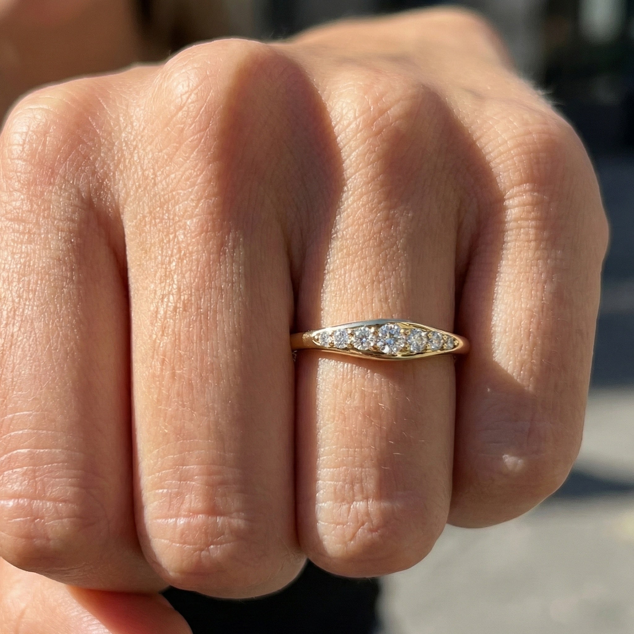 Tapered Round Cut Lab Diamond Engagement Band in Solid 10k/14k Gold, Wedding Gift for Wife, Handmade Simple Band Jewelry