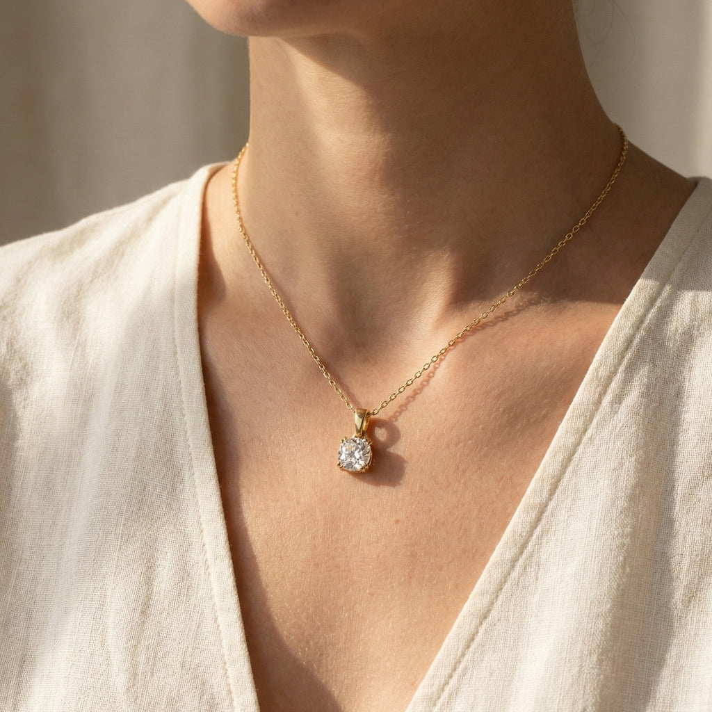 Solitaire Double Prong Wedding Pendant in 14k Solid Gold, 1.50 CT Cushion Cut Lab Diamond, Dainty Pendant, Birthday Gift for Her, Bridal Jewelry