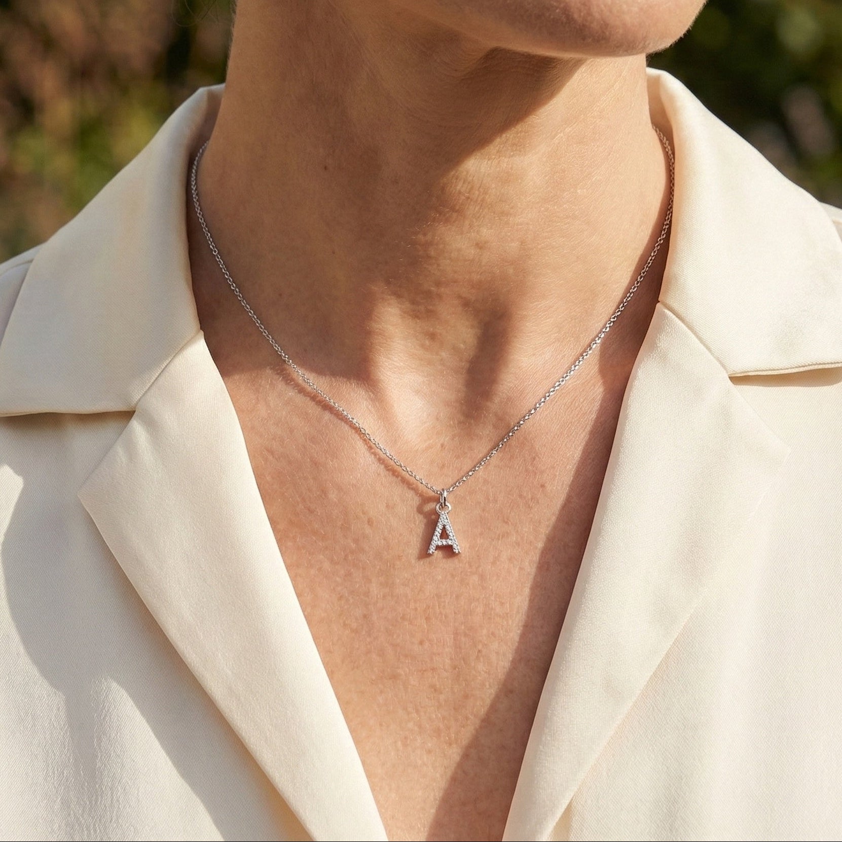 Classic Micro Pavé Initial A Alphabet Pendant in Lab Diamond – 14K Solid Gold, Promotion Gift for Her, Everyday Pendant