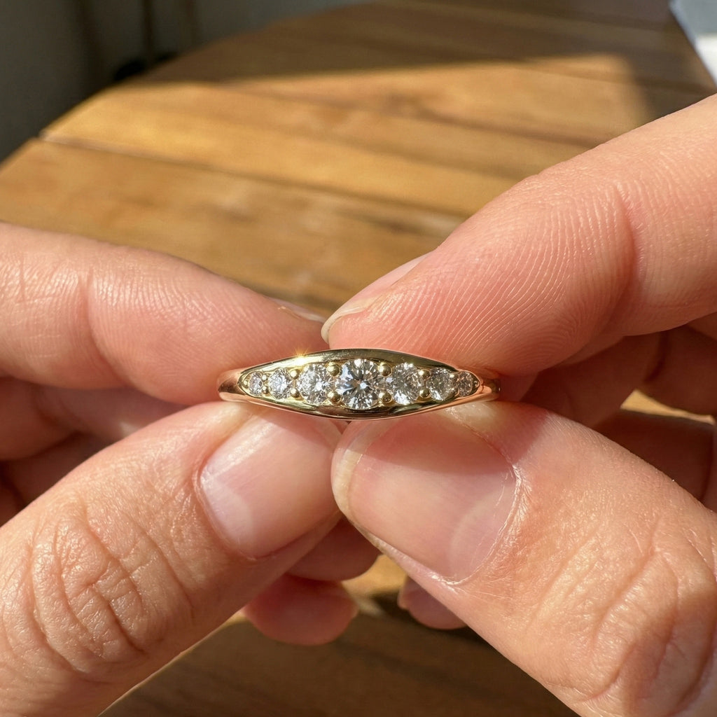 Tapered Round Cut Lab Diamond Engagement Band in Solid 10k/14k Gold, Wedding Gift for Wife, Handmade Simple Band Jewelry