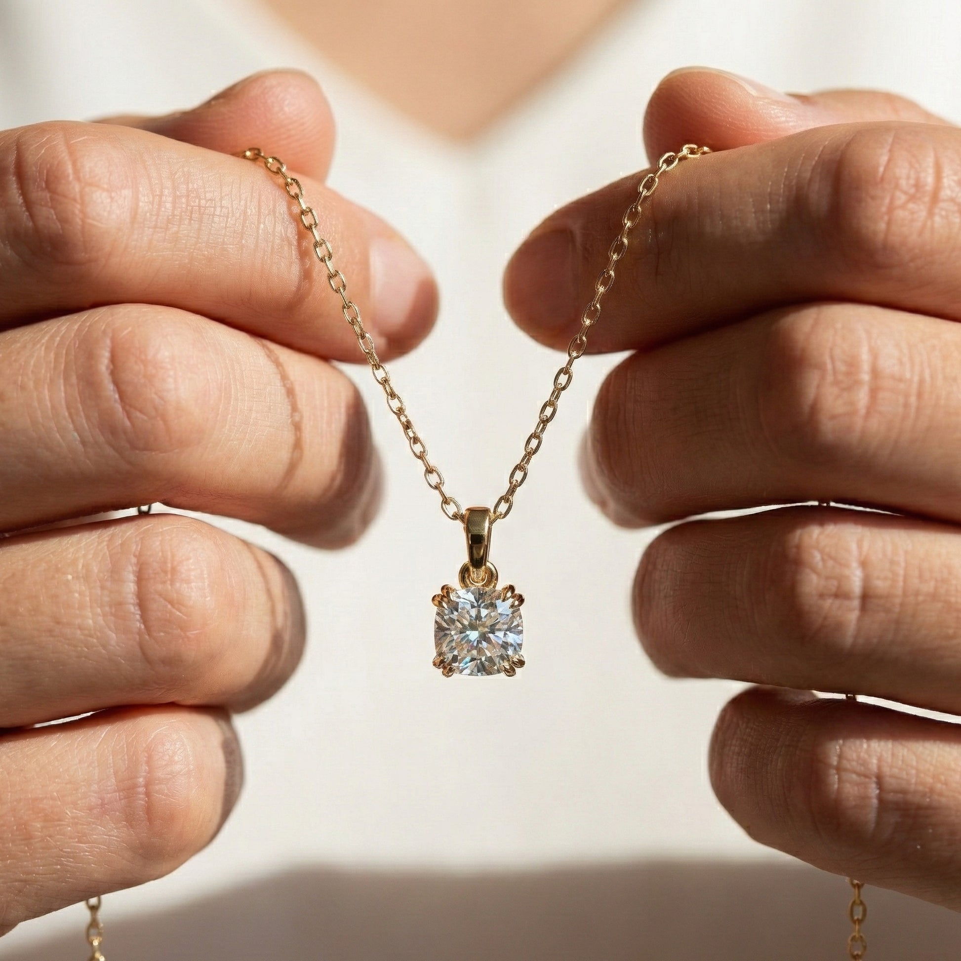 Solitaire Double Prong Wedding Pendant in 14k Solid Gold, 1.50 CT Cushion Cut Lab Diamond, Dainty Pendant, Birthday Gift for Her, Bridal Jewelry