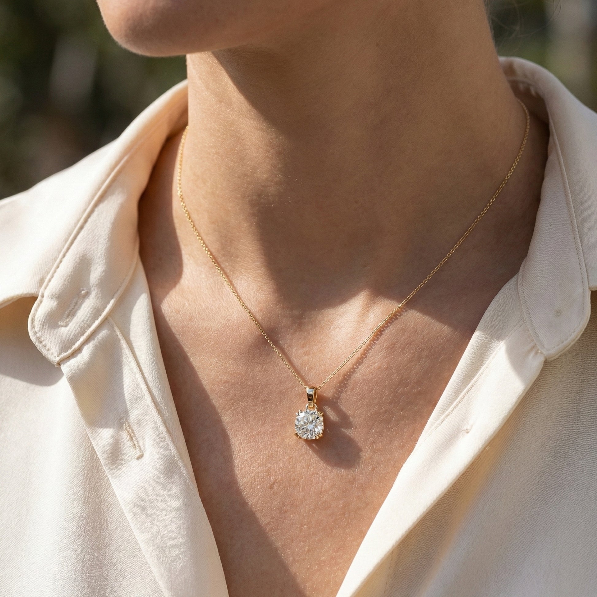 Solitaire Double Prong Wedding Pendant in 14k Solid Gold, 1.50 CT Cushion Cut Lab Diamond, Dainty Pendant, Birthday Gift for Her, Bridal Jewelry