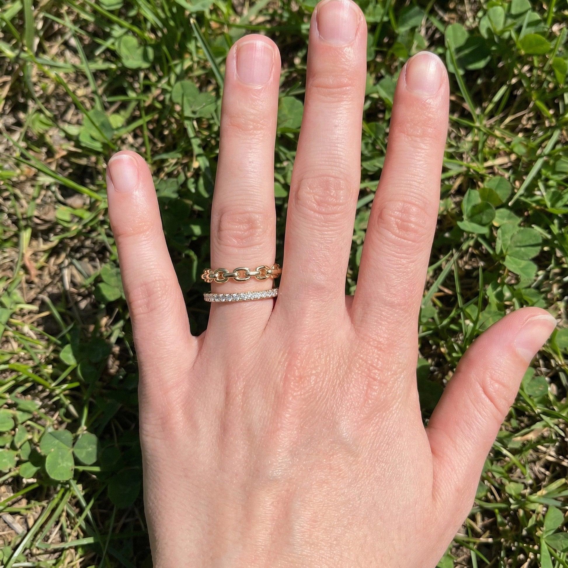 Unique Contemporary Chain Link Pavé Wedding Band in Lab Diamond-14k Solid Gold, Anniversary Gift For Women, Everyday Gift