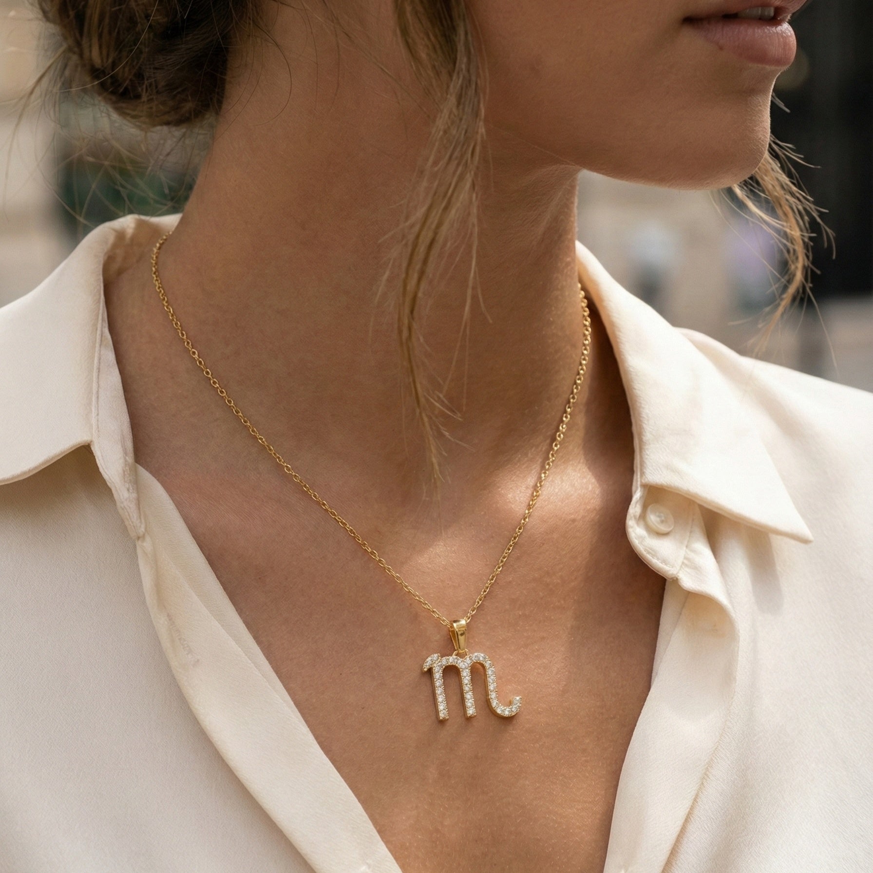 Scorpio Zodiac Pavé Symbol Pendant in Lab Diamond – 14k Solid Gold, Best Birthday Gift for Her/Him