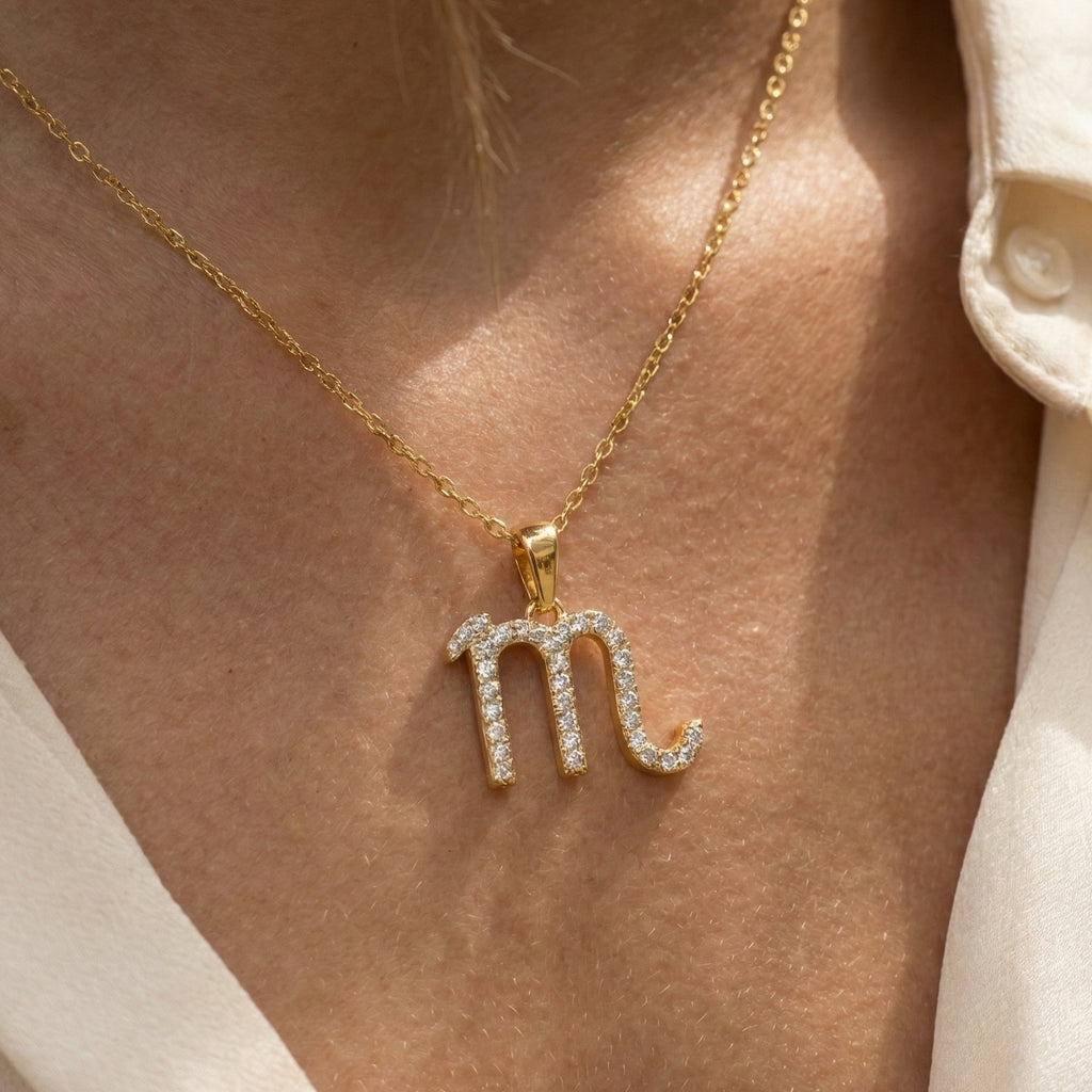 Scorpio Zodiac Pavé Symbol Pendant in Lab Diamond – 14k Solid Gold, Best Birthday Gift for Her/Him