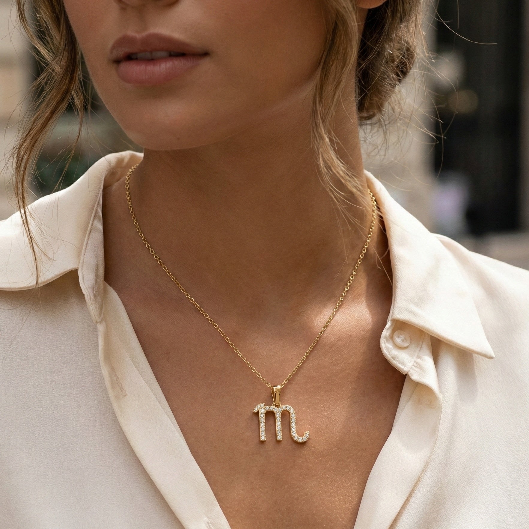 Scorpio Zodiac Pavé Symbol Pendant in Lab Diamond – 14k Solid Gold, Best Birthday Gift for Her/Him