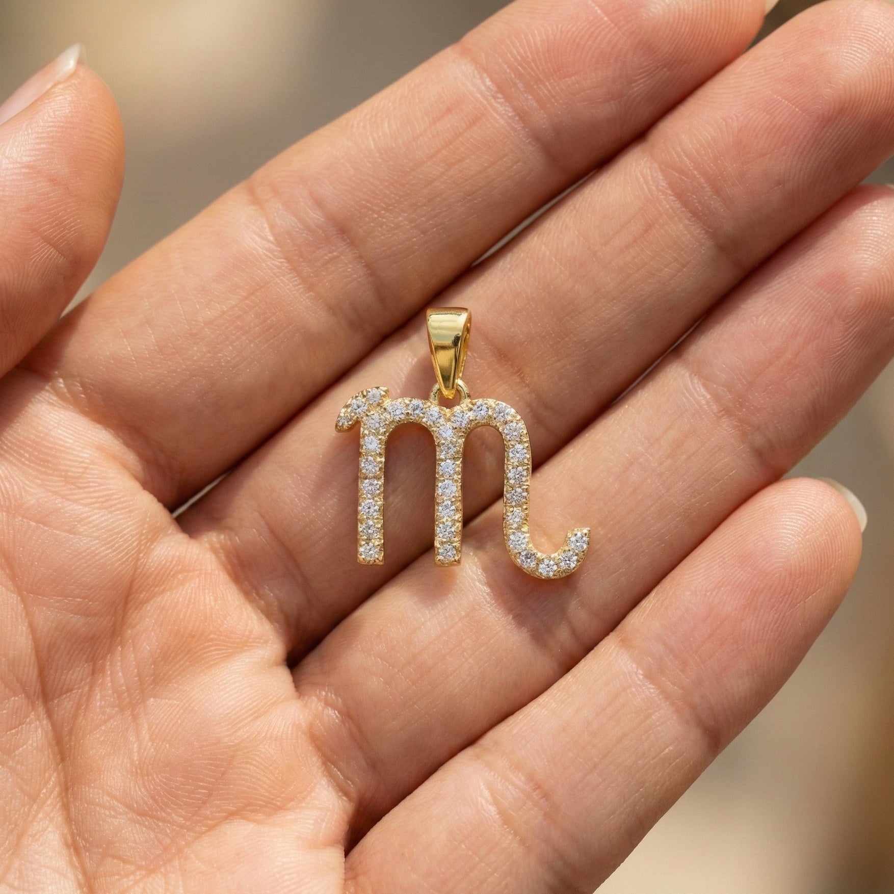 Scorpio Zodiac Pavé Symbol Pendant in Lab Diamond – 14k Solid Gold, Best Birthday Gift for Her/Him