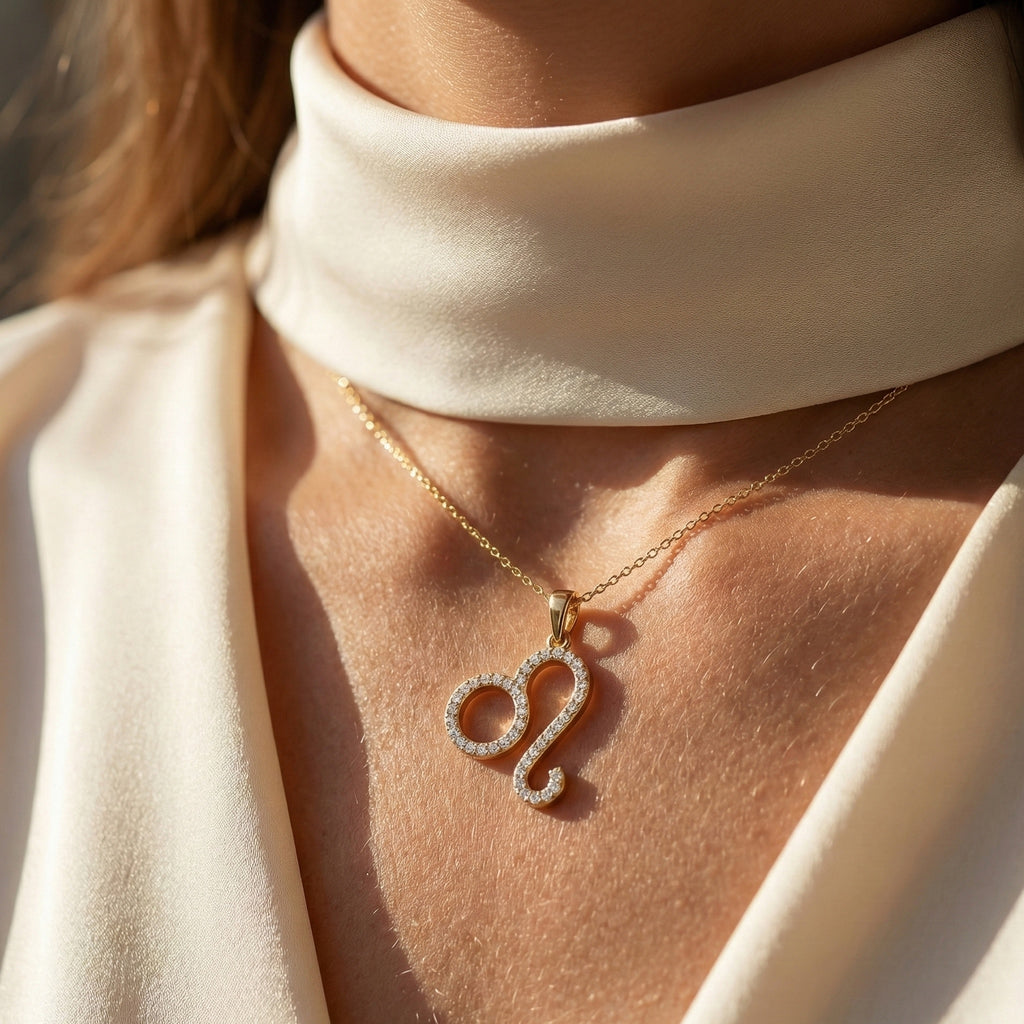 Leo Zodiac Sign Charm Pendant in 14K Rose Gold, Birthday Gift for Her, Wedding Jewelry, Dainty Horoscope Pendant