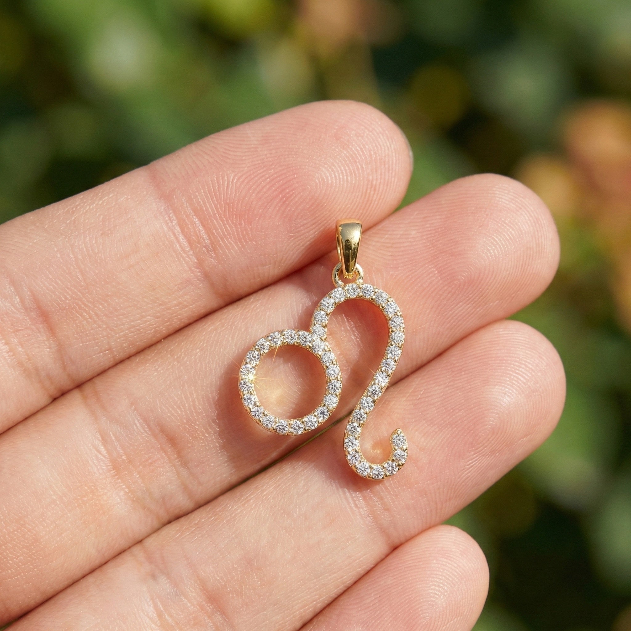 Leo Zodiac Sign Charm Pendant in 14K Rose Gold, Birthday Gift for Her, Wedding Jewelry, Dainty Horoscope Pendant