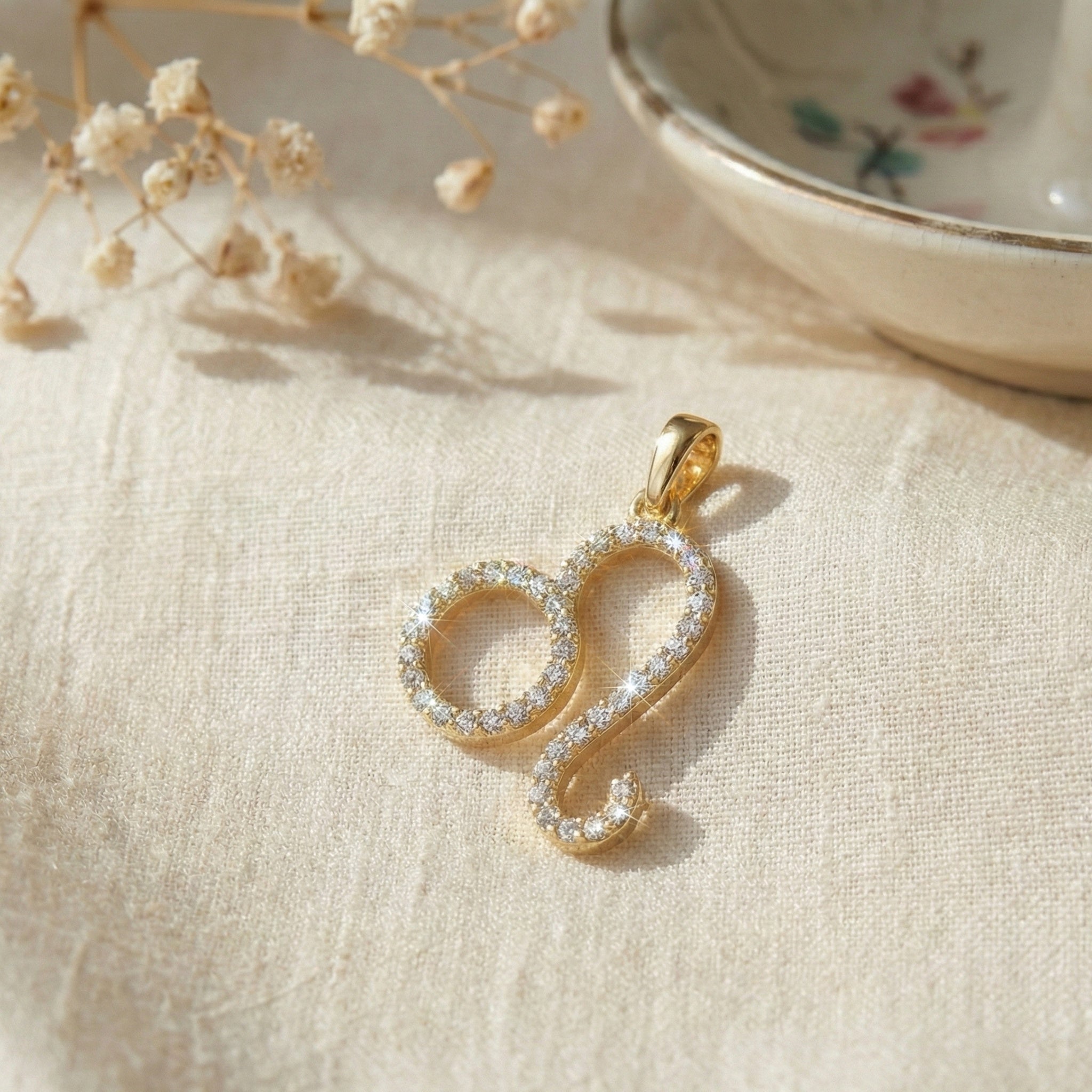 Leo Zodiac Sign Charm Pendant in 14K Rose Gold, Birthday Gift for Her, Wedding Jewelry, Dainty Horoscope Pendant