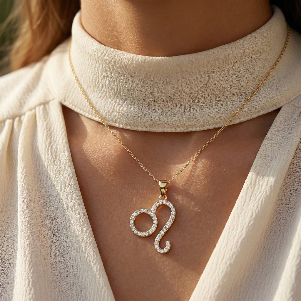 Leo Zodiac Sign Charm Pendant in 14K Rose Gold, Birthday Gift for Her, Wedding Jewelry, Dainty Horoscope Pendant