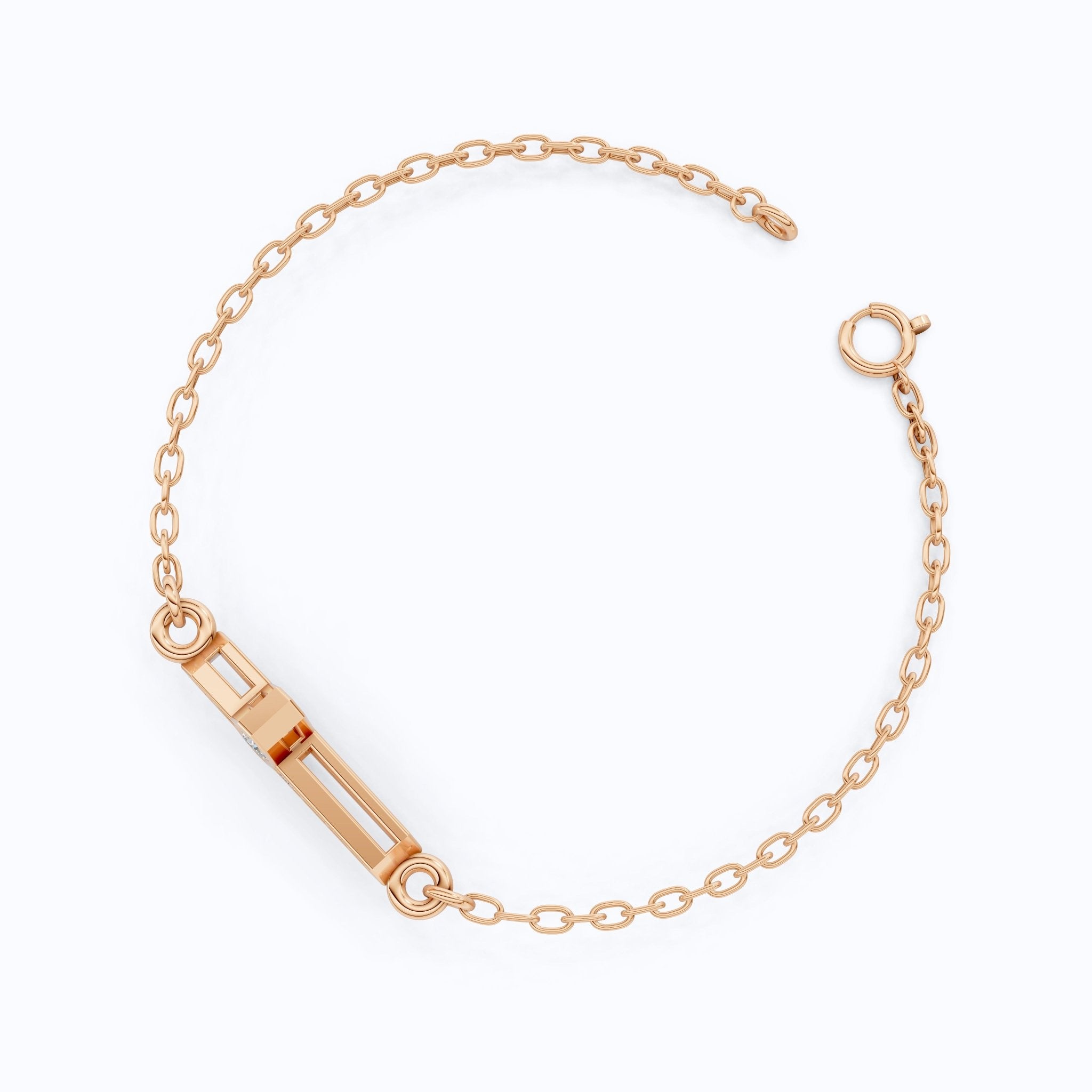 Slim Angular Cross Wedding Chain Bracelet in 14K Solid Gold, 0.12 TCW Round Cut Lab Grown Diamonds, Faith Jewelry, Gift for Her - Shoora Designs