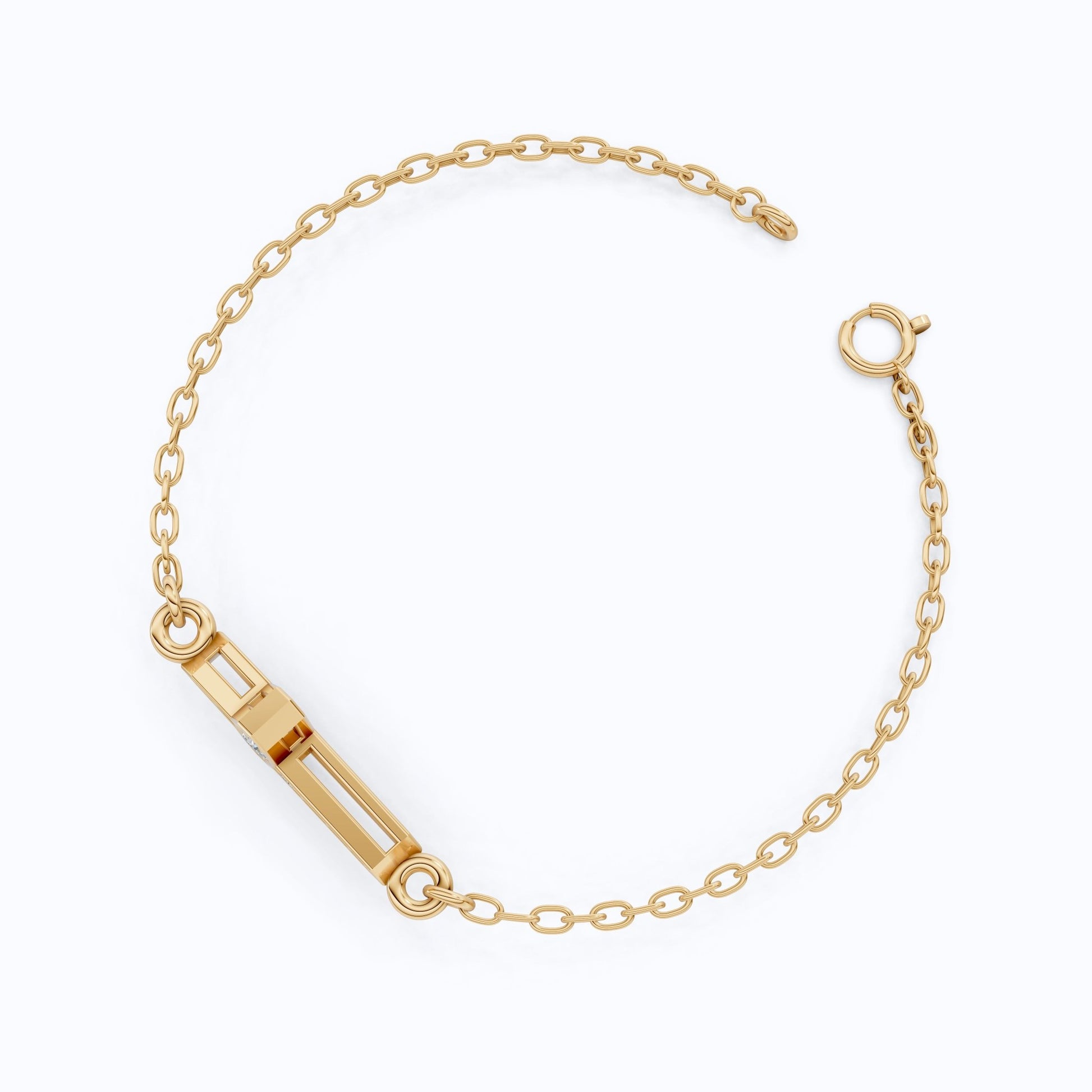 Slim Angular Cross Wedding Chain Bracelet in 14K Solid Gold, 0.12 TCW Round Cut Lab Grown Diamonds, Faith Jewelry, Gift for Her - Shoora Designs