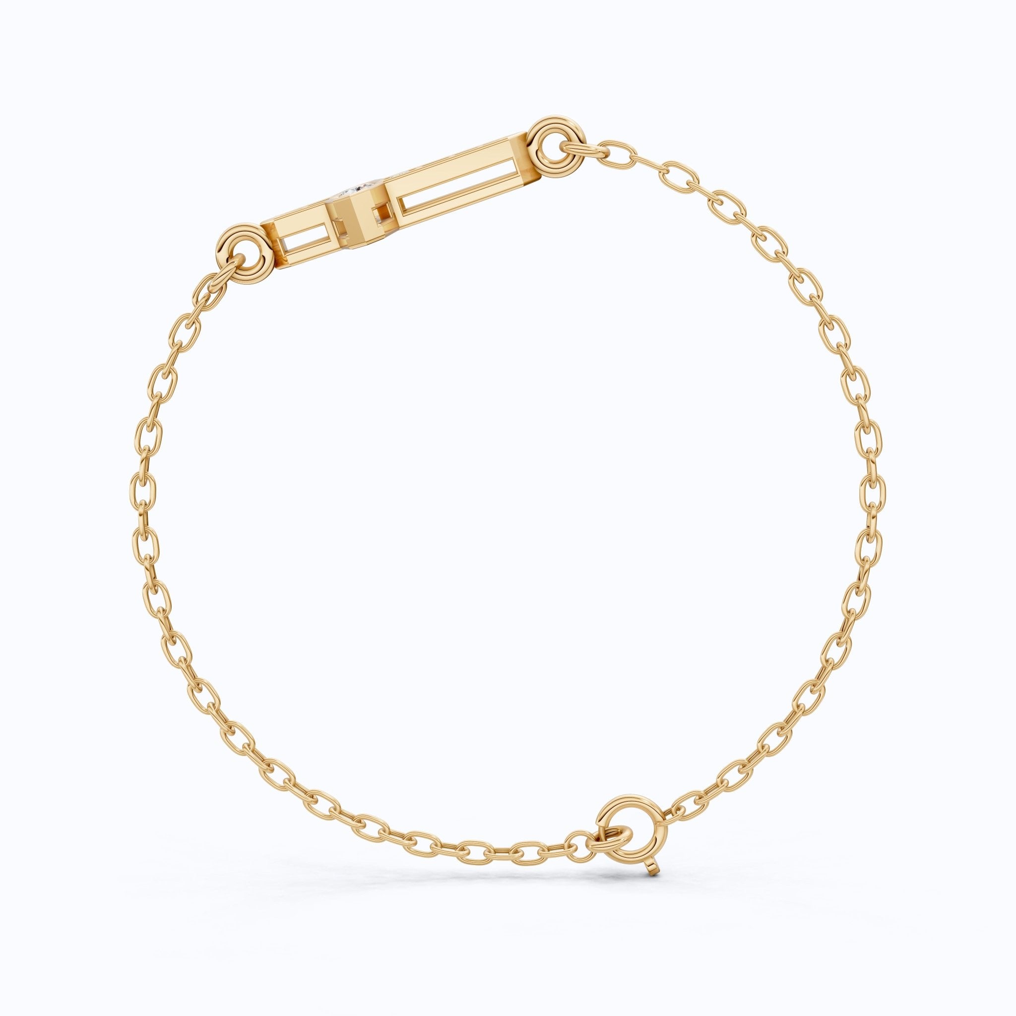 Slim Angular Cross Wedding Chain Bracelet in 14K Solid Gold, 0.12 TCW Round Cut Lab Grown Diamonds, Faith Jewelry, Gift for Her - Shoora Designs