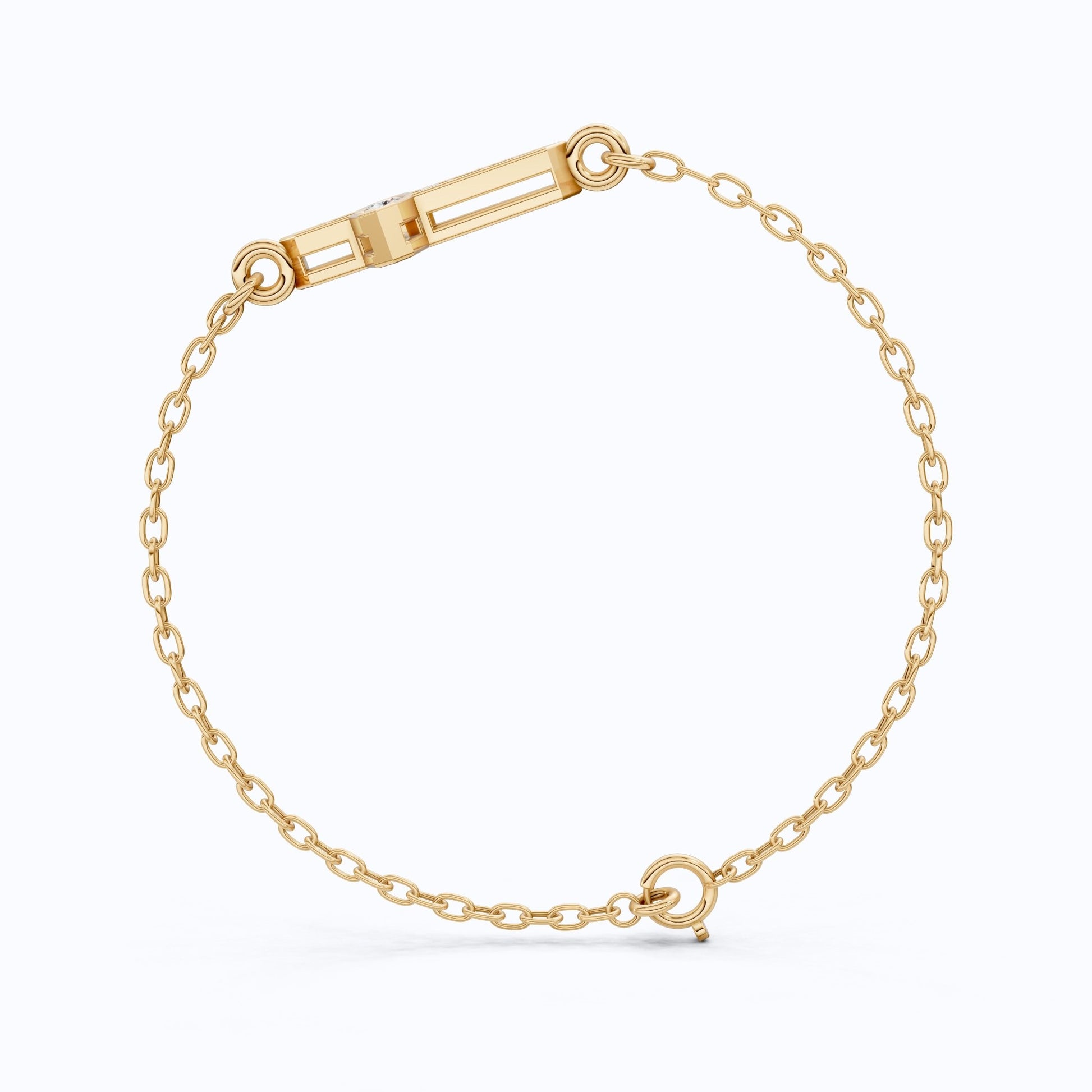 Slim Angular Cross Wedding Chain Bracelet in 14K Solid Gold, 0.12 TCW Round Cut Lab Grown Diamonds, Faith Jewelry, Gift for Her - Shoora Designs