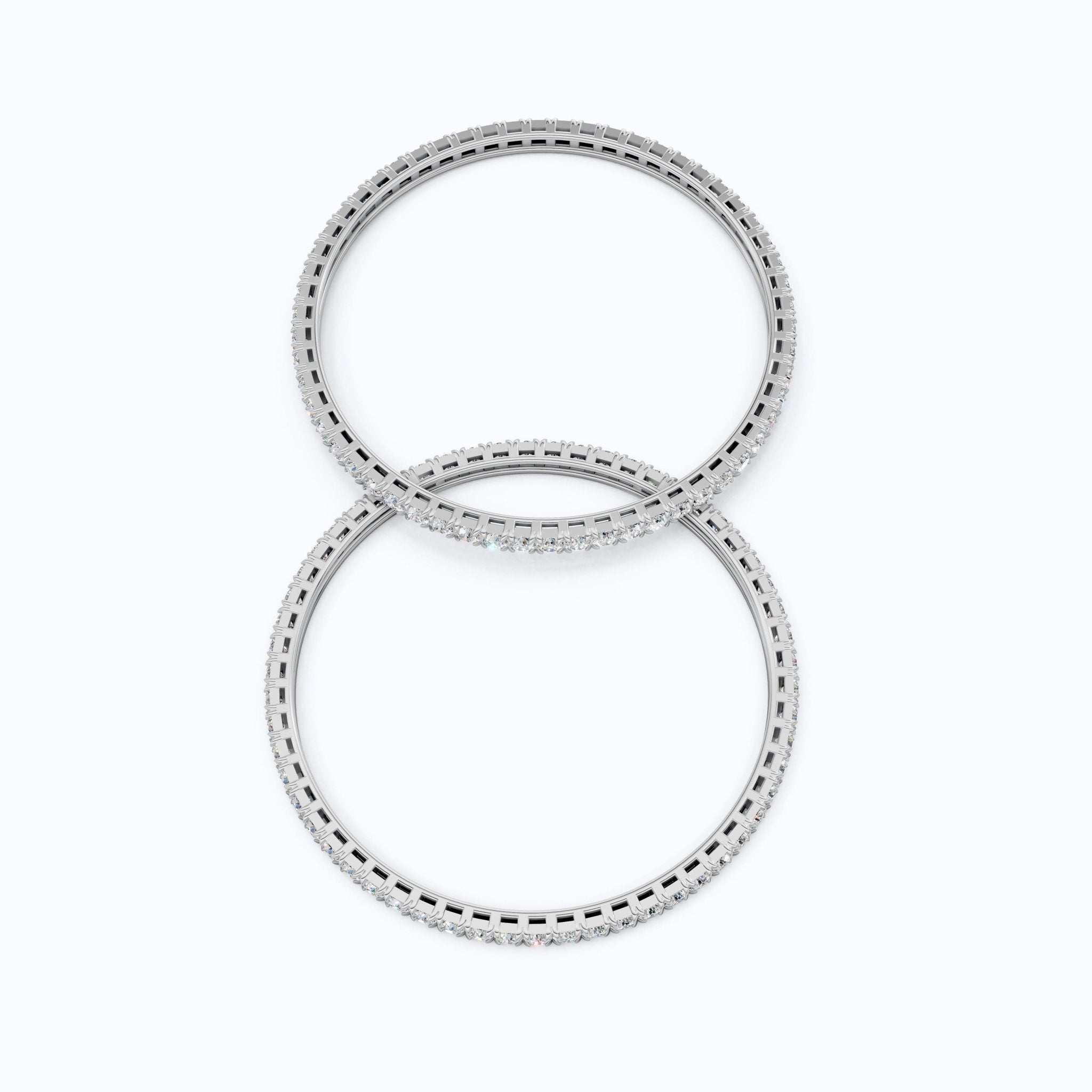 Slim Pavé Eternity Pair Of Wedding Bangle in 9k Solid Gold or Sterling Silver, 3.50 MM Round Cut Moissanite, Everyday Gift for Mother - Shoora Designs