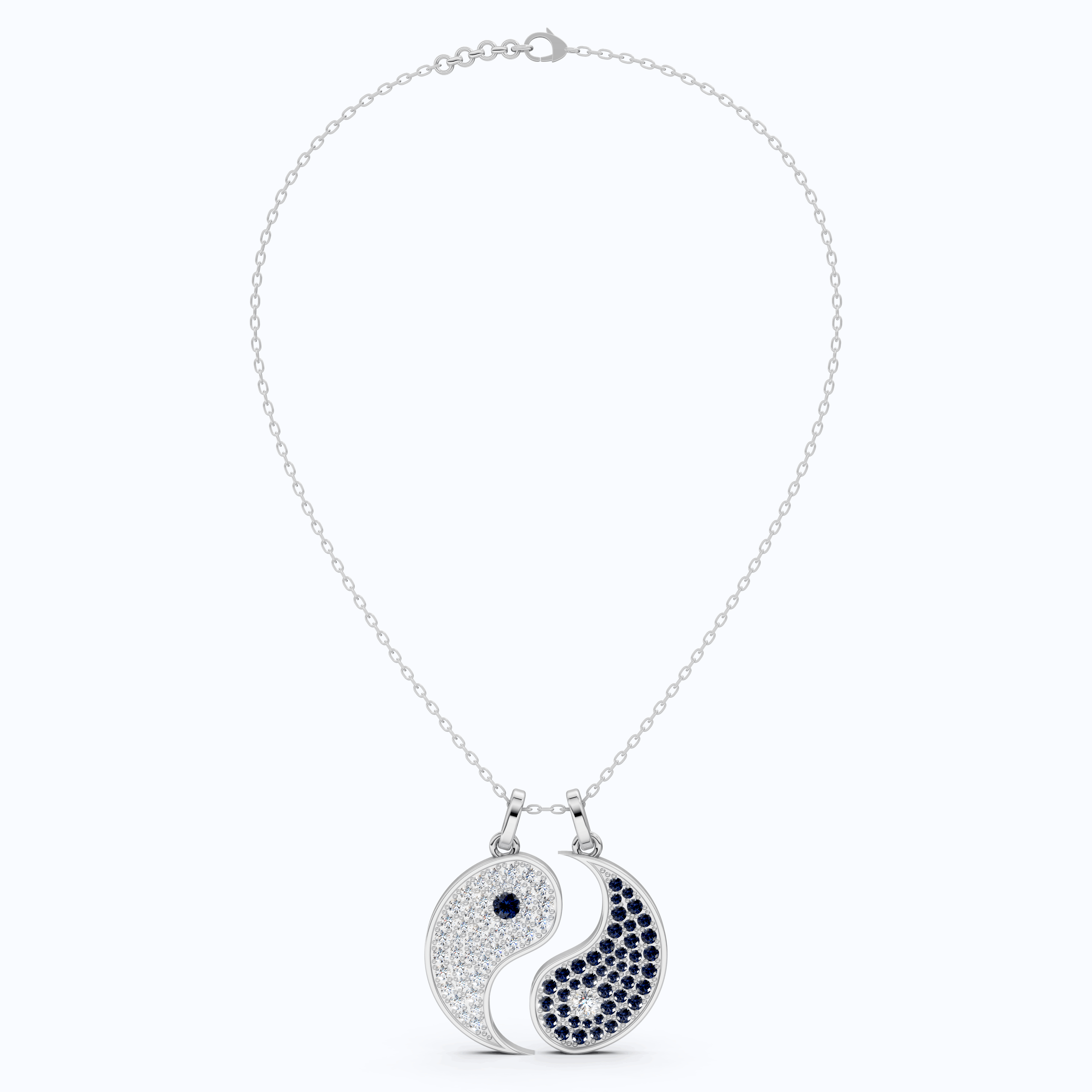 14K Solid Gold Yin Yang Pendant, Moissanite Iced Out Yin Yang Pendant, Chain Tai Chi Jewelry