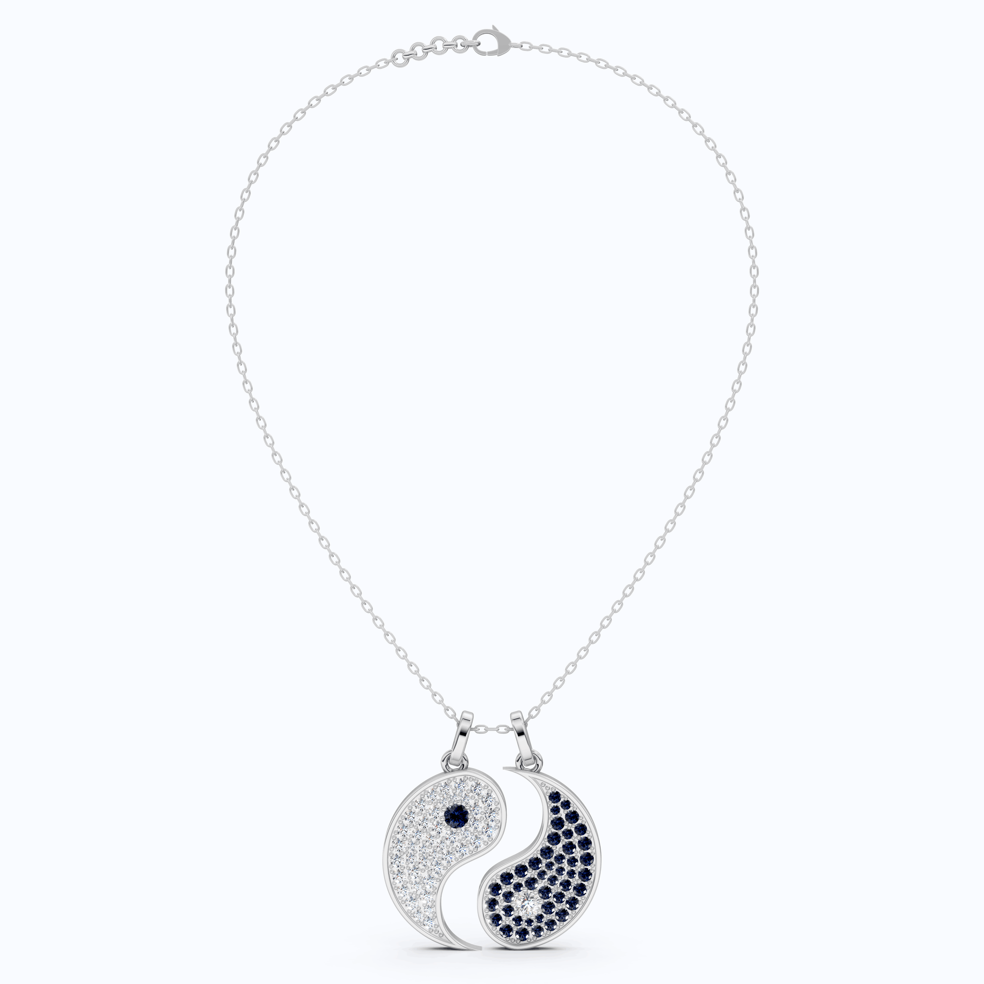 14K Solid Gold Yin Yang Pendant, Moissanite Iced Out Yin Yang Pendant, Chain Tai Chi Jewelry