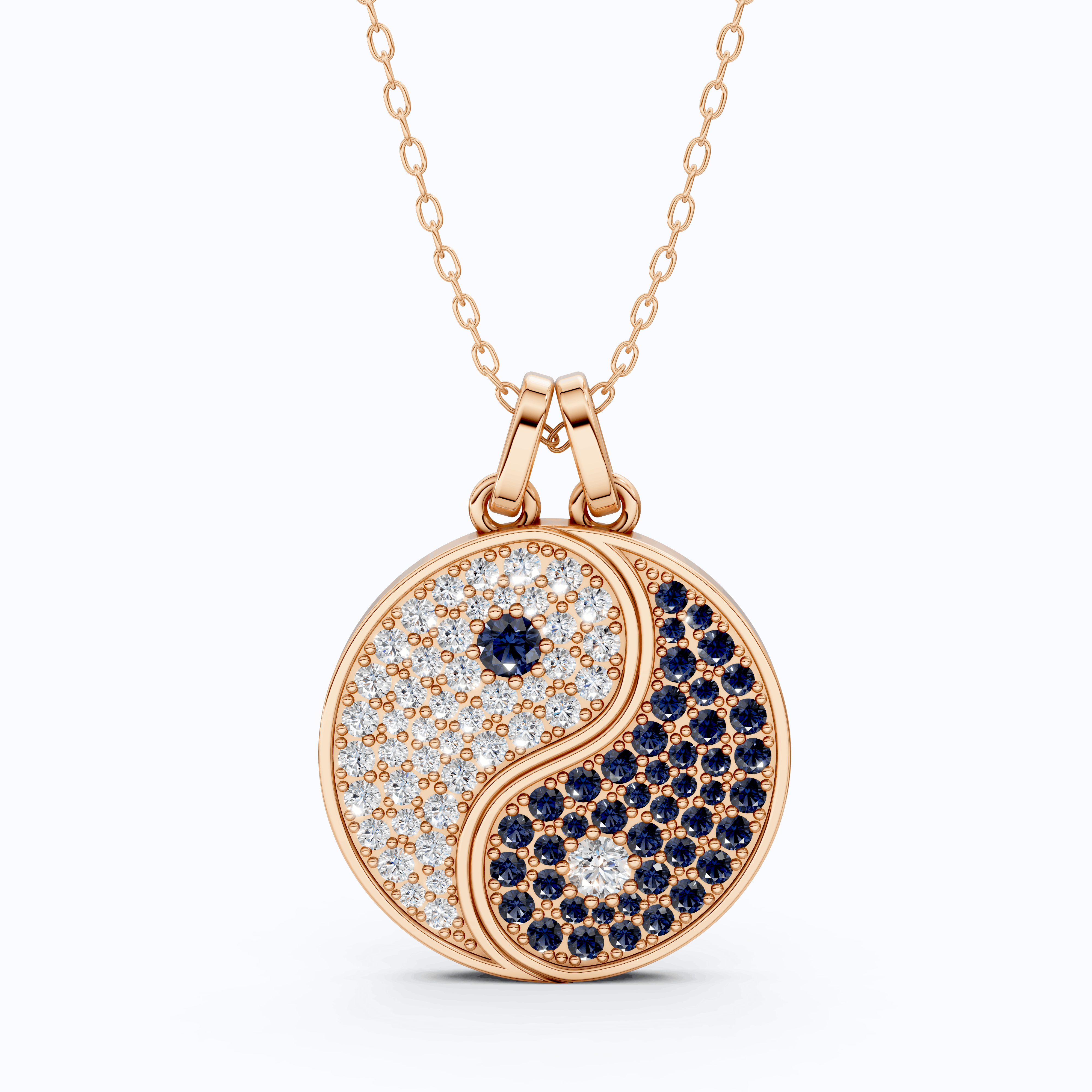 14K Solid Gold Yin Yang Pendant, Moissanite Iced Out Yin Yang Pendant, Chain Tai Chi Jewelry