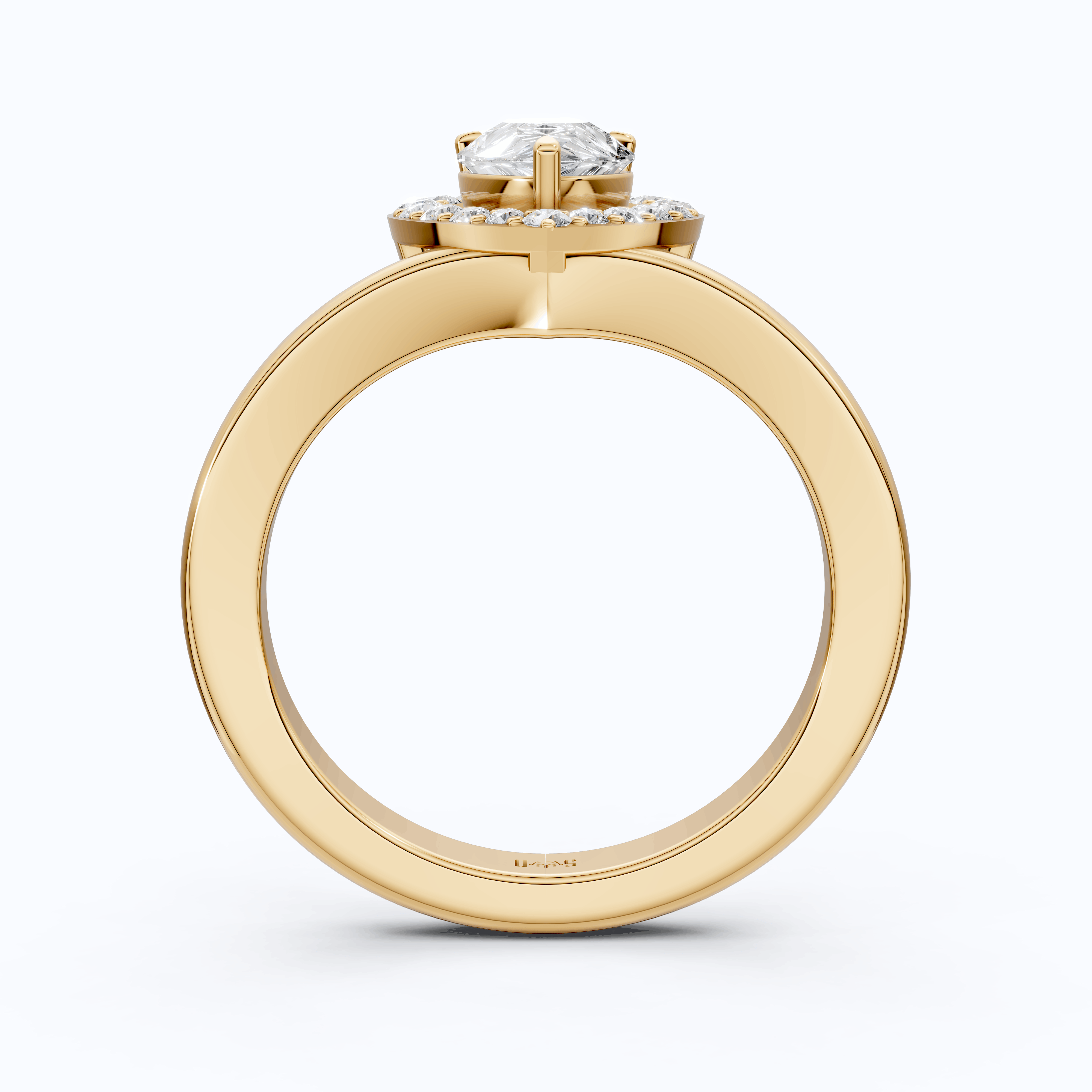 Teardrop Halo Split Shank Ring in Solid 14k Gold or Sterling Silver Engagement Ring Gift for Wife, Wedding Gift For Women