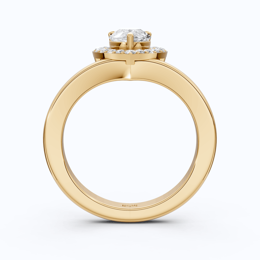 Teardrop Halo Split Shank Ring in Solid 14k Gold or Sterling Silver Engagement Ring Gift for Wife, Wedding Gift For Women