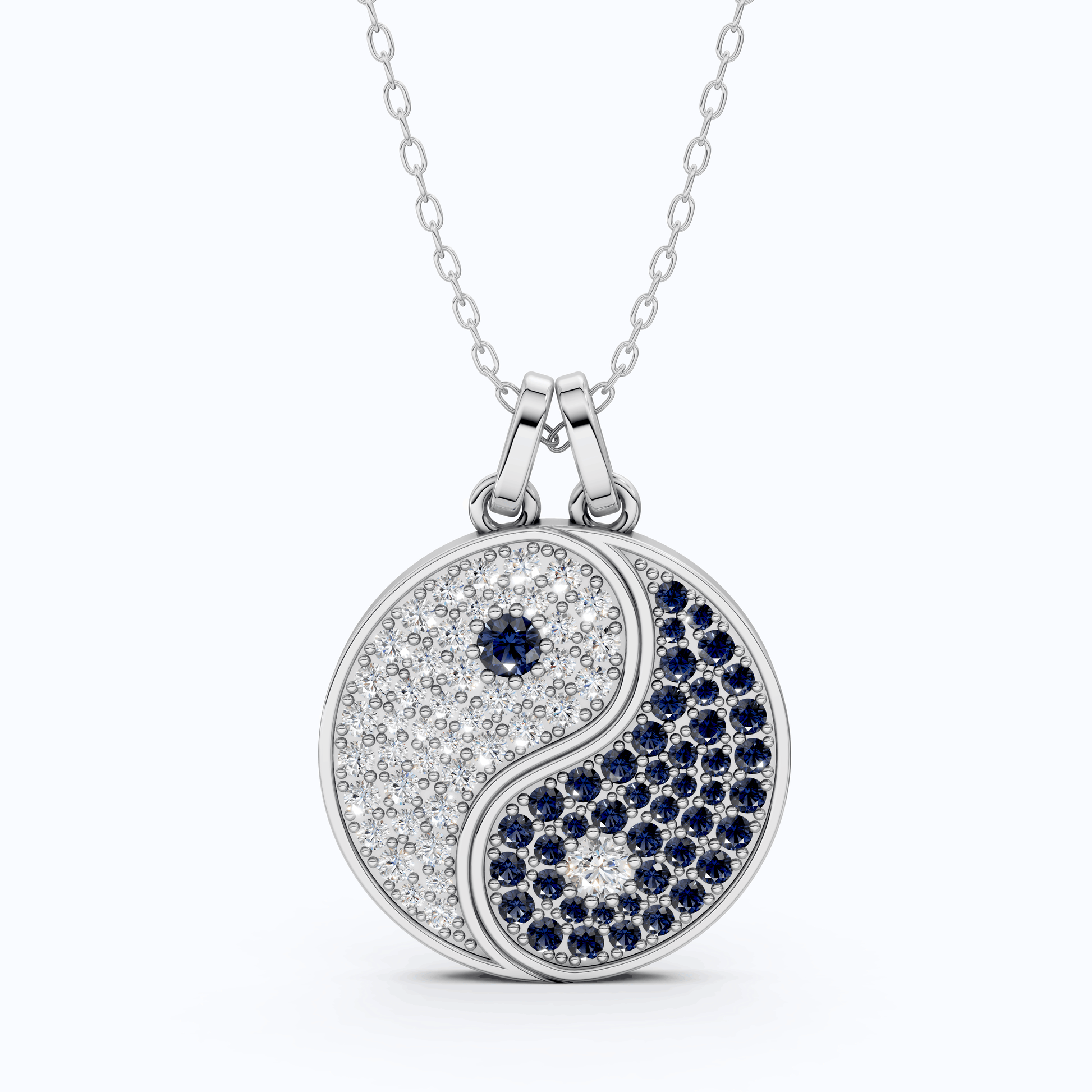 14K Solid Gold Yin Yang Pendant, Moissanite Iced Out Yin Yang Pendant, Chain Tai Chi Jewelry