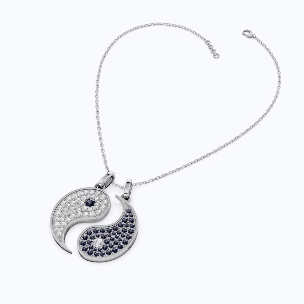 14K Solid Gold Yin Yang Pendant, Moissanite Iced Out Yin Yang Pendant, Chain Tai Chi Jewelry