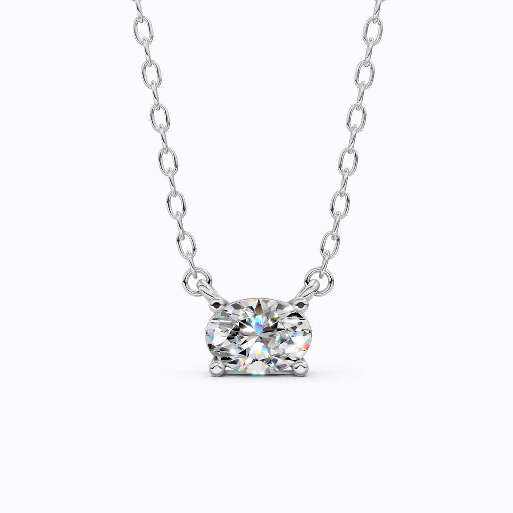 Solitaire Oval Cut Wedding Pendant Necklace in 14k Solid Gold, 0.75 CT Oval Cut Lab Grown Diamond, Everyday Jewelry, Birthday Gift for Women - Shoora Designs