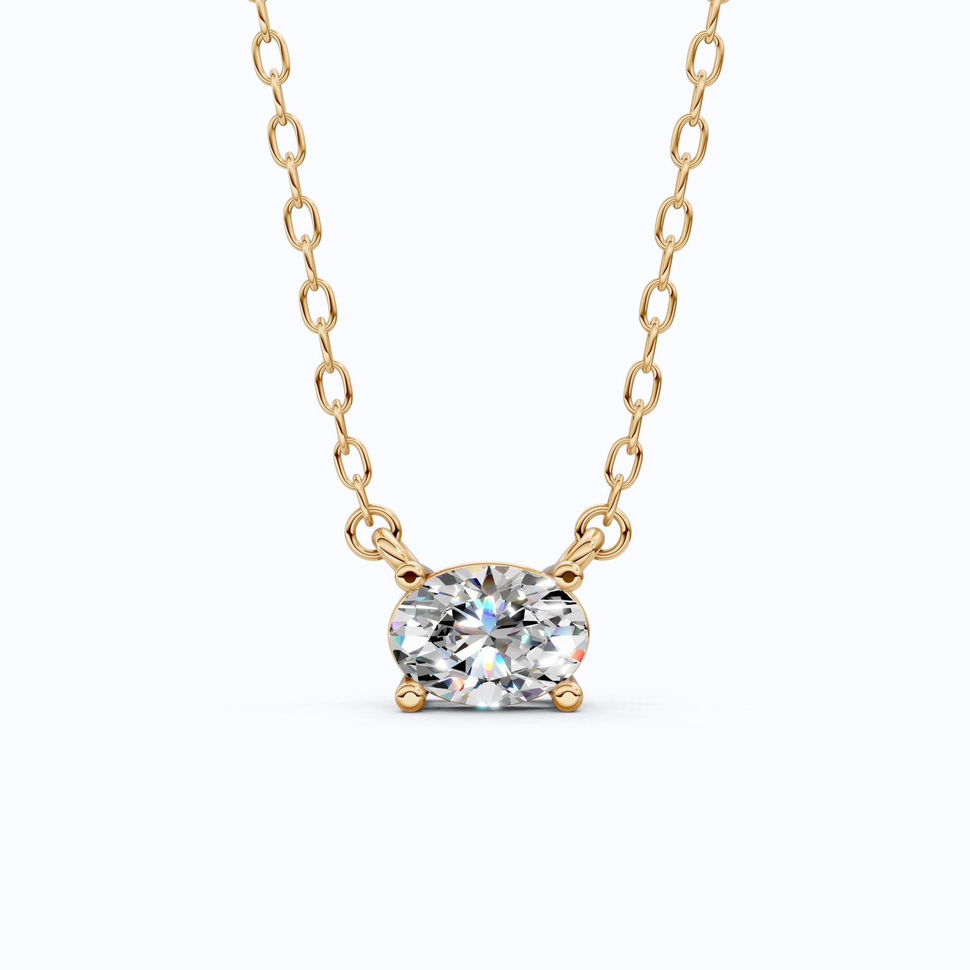 Solitaire Oval Cut Wedding Pendant Necklace in 14k Solid Gold, 0.75 CT Oval Cut Lab Grown Diamond, Everyday Jewelry, Birthday Gift for Women - Shoora Designs
