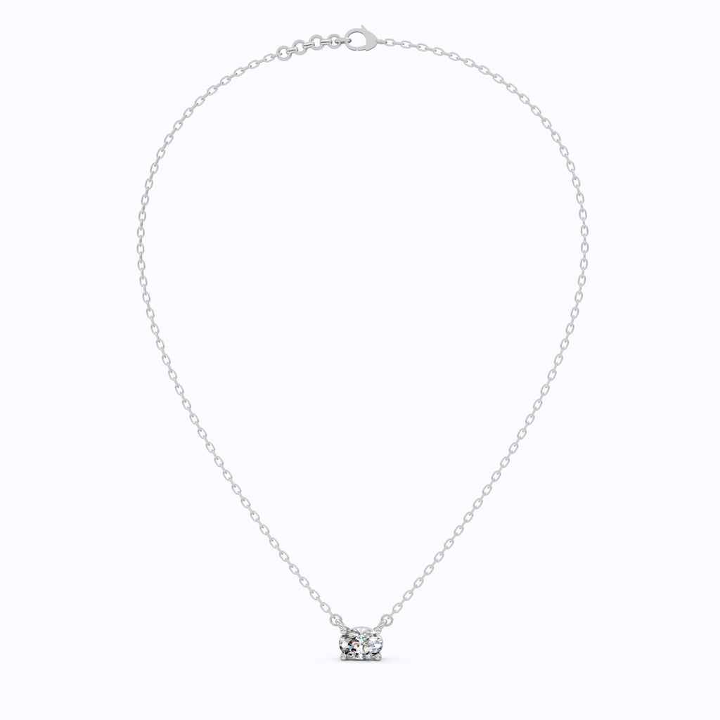 Solitaire Oval Cut Wedding Pendant Necklace in 14k Solid Gold, 0.75 CT Oval Cut Lab Grown Diamond, Everyday Jewelry, Birthday Gift for Women - Shoora Designs