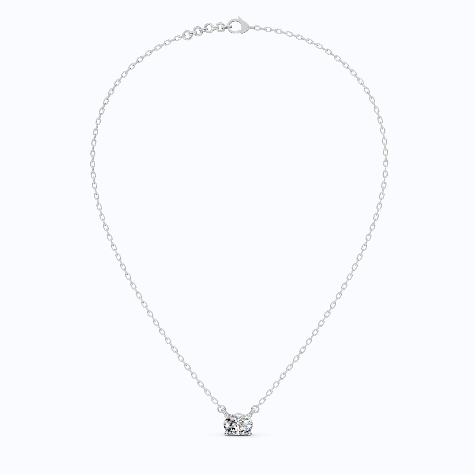 Solitaire Oval Cut Wedding Pendant Necklace in 14k Solid Gold, 0.75 CT Oval Cut Lab Grown Diamond, Everyday Jewelry, Birthday Gift for Women - Shoora Designs