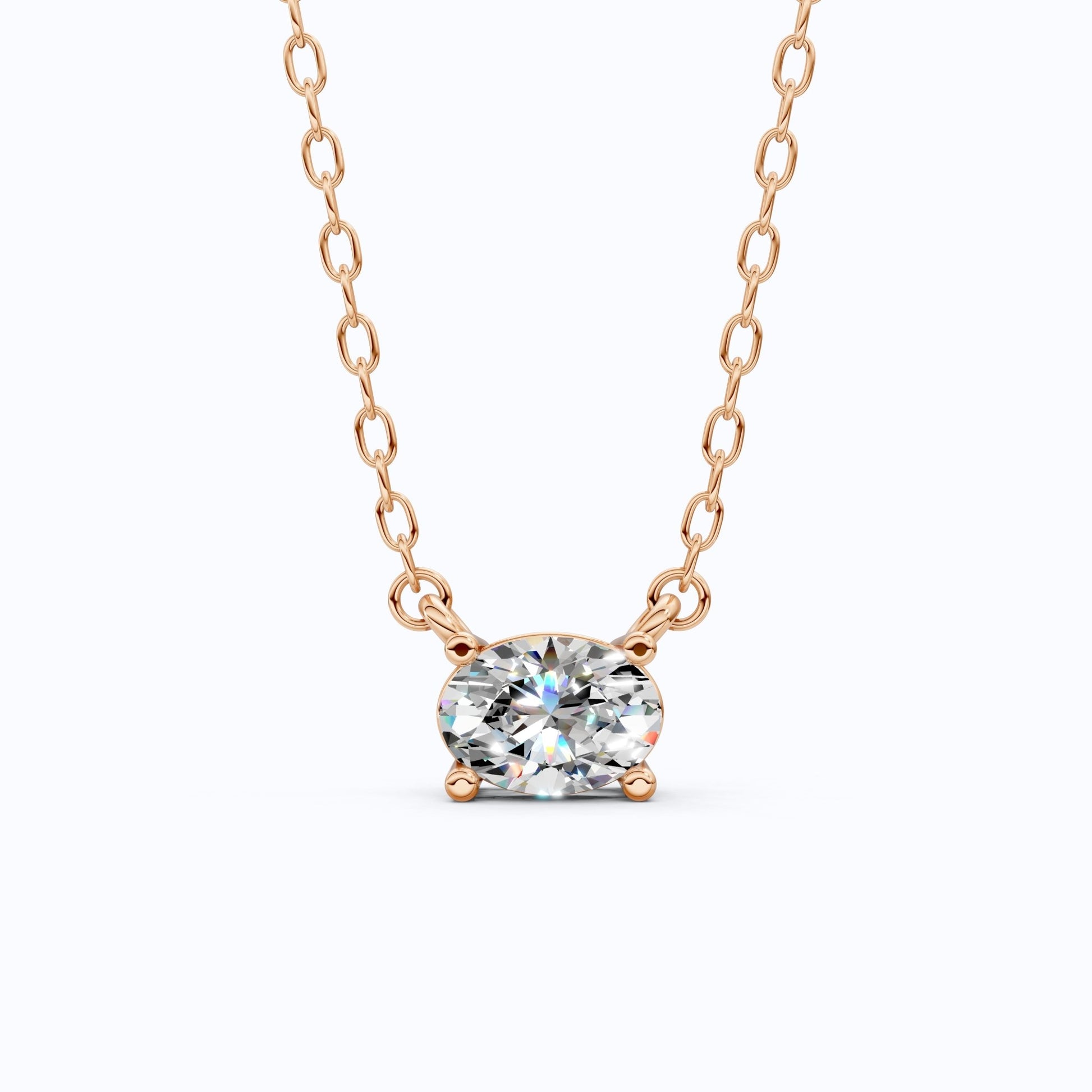 Solitaire Oval Cut Wedding Pendant Necklace in 14k Solid Gold, 0.75 CT Oval Cut Lab Grown Diamond, Everyday Jewelry, Birthday Gift for Women - Shoora Designs