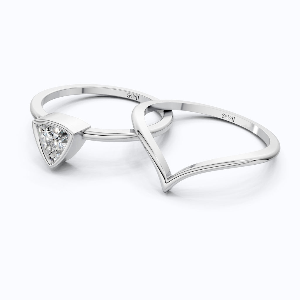 Solitaire Trillion Moissanite Ring with Curved Shank in 14k Solid Gold, 0.50CT Trillion Cut, Lab Diamond, Engagement Ring for Her - Shoora Designs