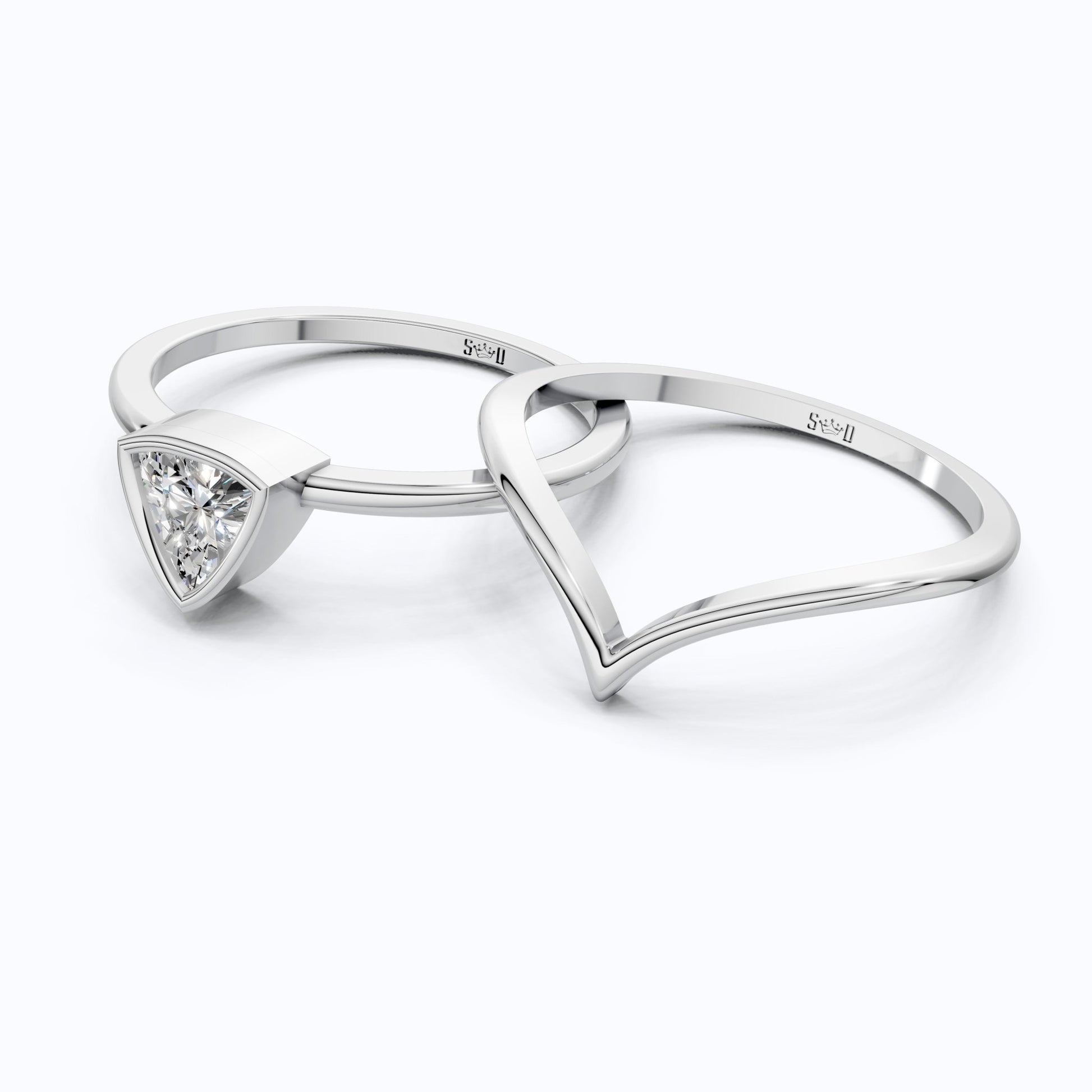 Solitaire Trillion Moissanite Ring with Curved Shank in 14k Solid Gold, 0.50CT Trillion Cut, Lab Diamond, Engagement Ring for Her - Shoora Designs