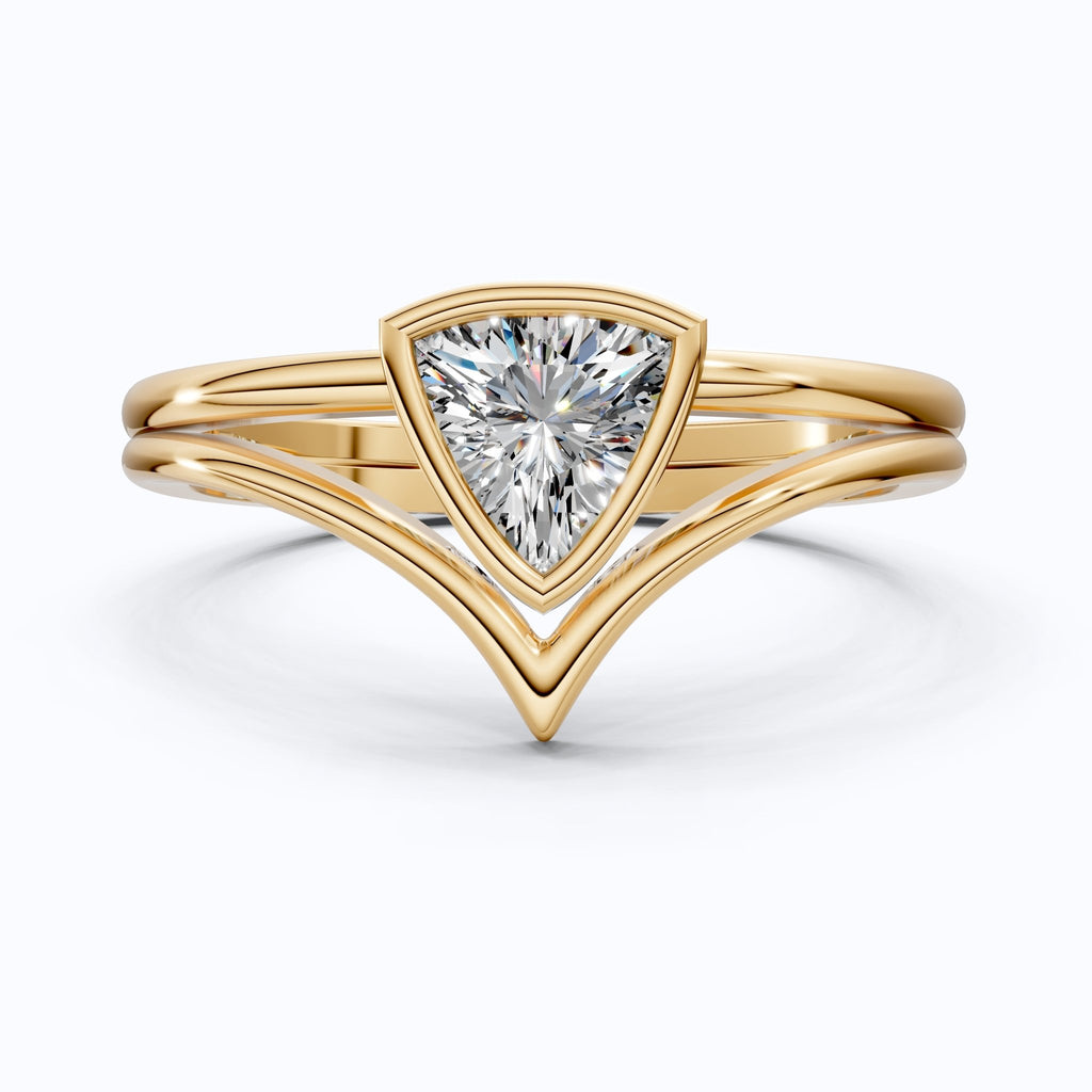 Solitaire Trillion Moissanite Ring with Curved Shank in 14k Solid Gold, 0.50CT Trillion Cut, Lab Diamond, Engagement Ring for Her - Shoora Designs