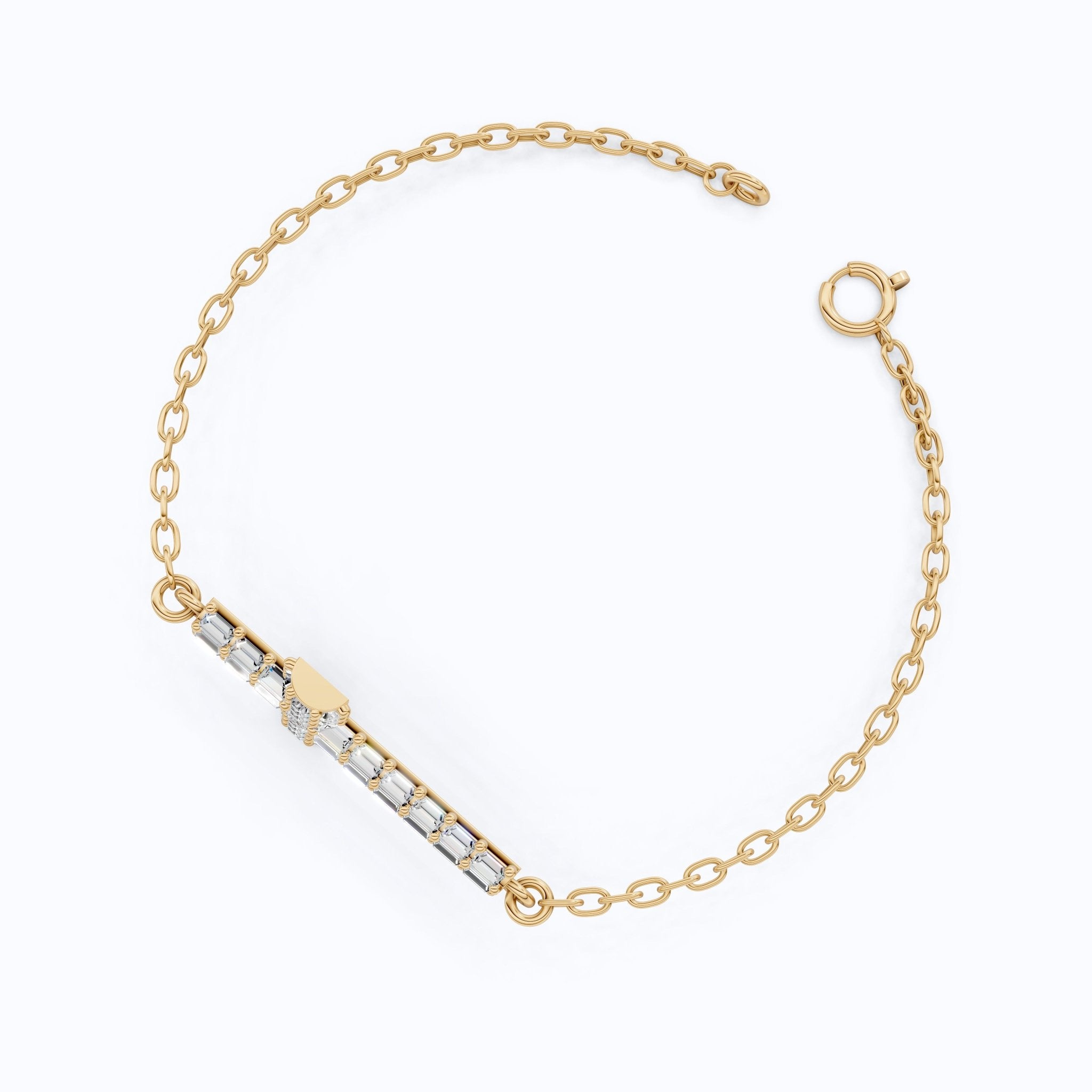 Sparkling Baguette Cluster Cross Bracelet in 14K Solid Gold, 1.80 TCW Baguette Cut Lab Created Diamonds, Stacking Bracelet, Bridal Jewelry, Wedding Gift for Her - Shoora Designs