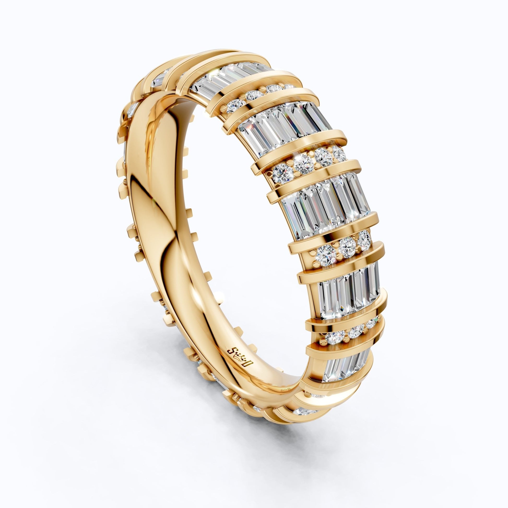 Sparkling Baguette Eternity Wedding Band in 14K Solid Gold, 1.89 TCW Baguette Cut Lab Created Diamonds, Birthday Gift for Her, Promise Ring - Shoora Designs